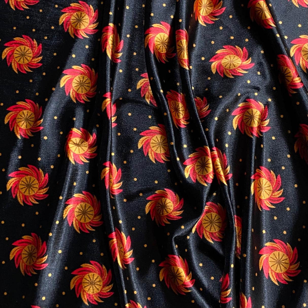 Pound A Metre 3 Metres Beautiful Printed Velvet- 55" Wide (Black & Red)