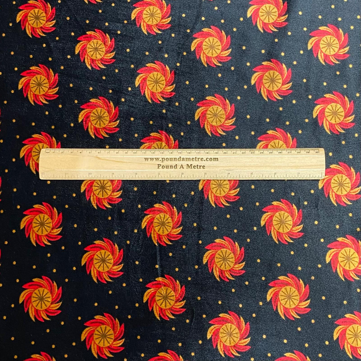 Pound A Metre 3 Metres Beautiful Printed Velvet- 55" Wide (Black & Red)
