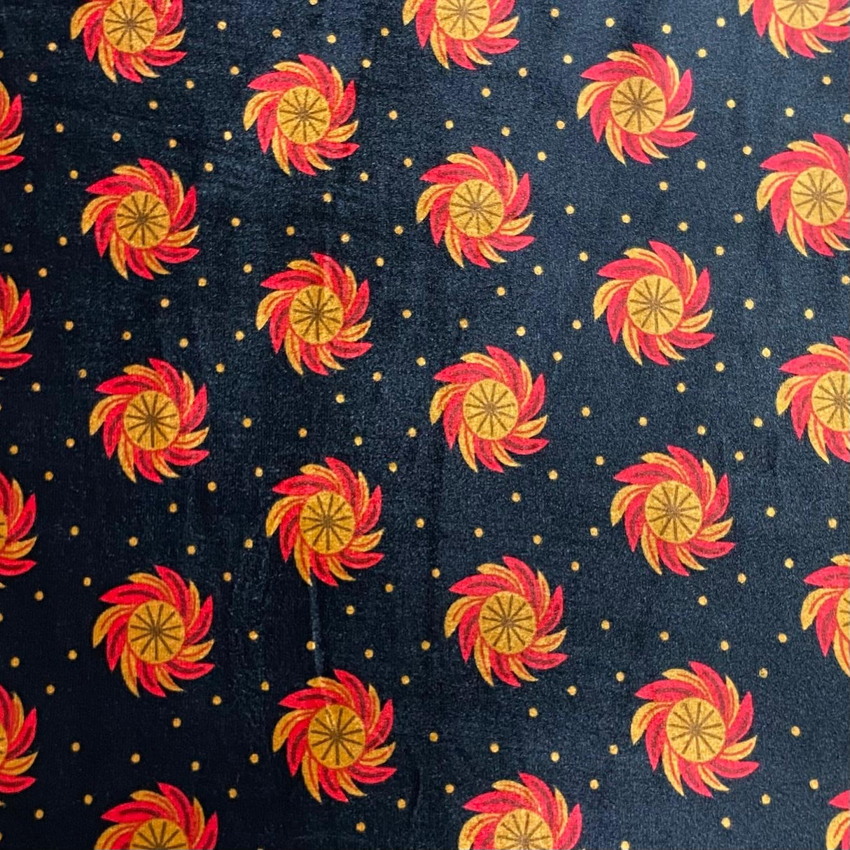 Pound A Metre 3 Metres Beautiful Printed Velvet- 55" Wide (Black & Red)