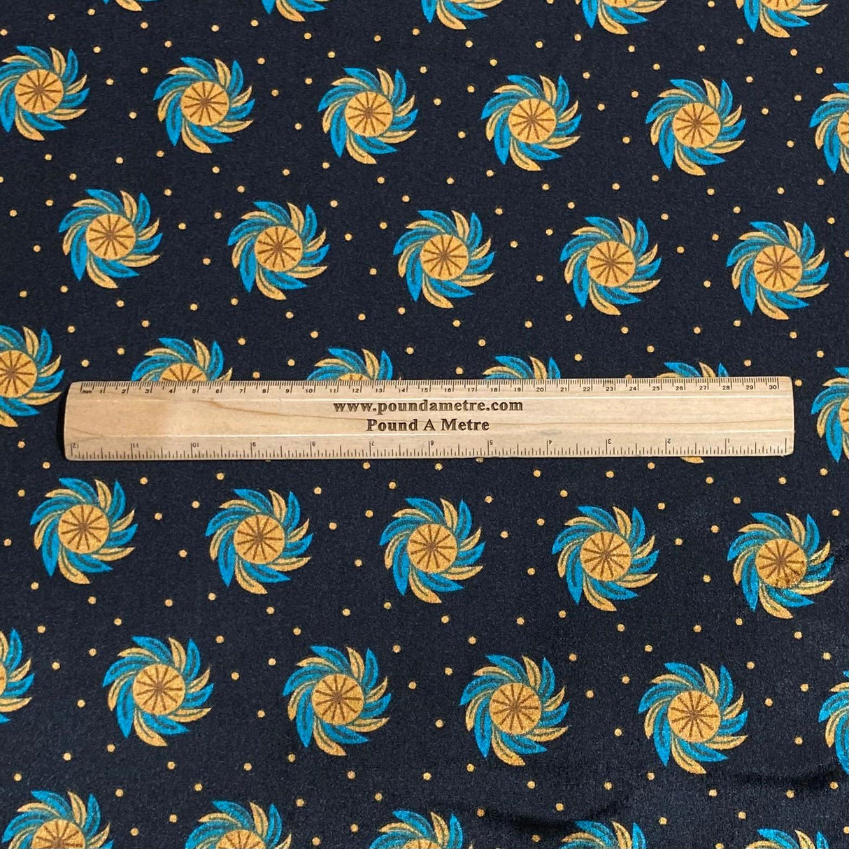 Pound A Metre 3 Metres Beautiful Printed Velvet- 55" Wide (Black & Turquoise)