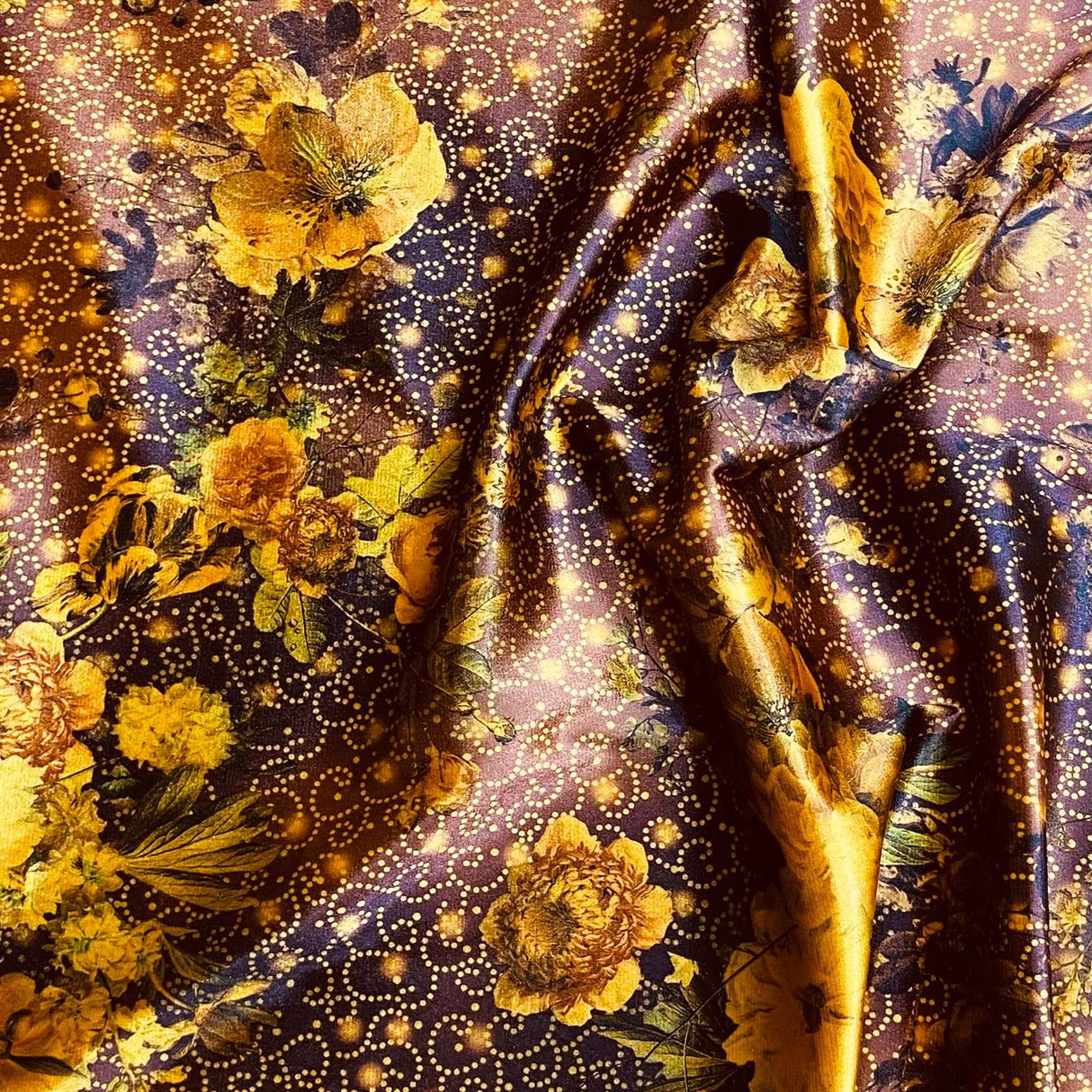 Pound A Metre 3 Metres Beautiful Printed Velvet- 55" Wide (Brown)