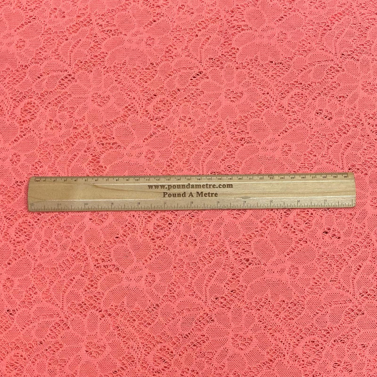 Pound A Metre 3 Metres 3 Metres Beautiful Rachelle Lace Fabric- 55" Wide (Coral)