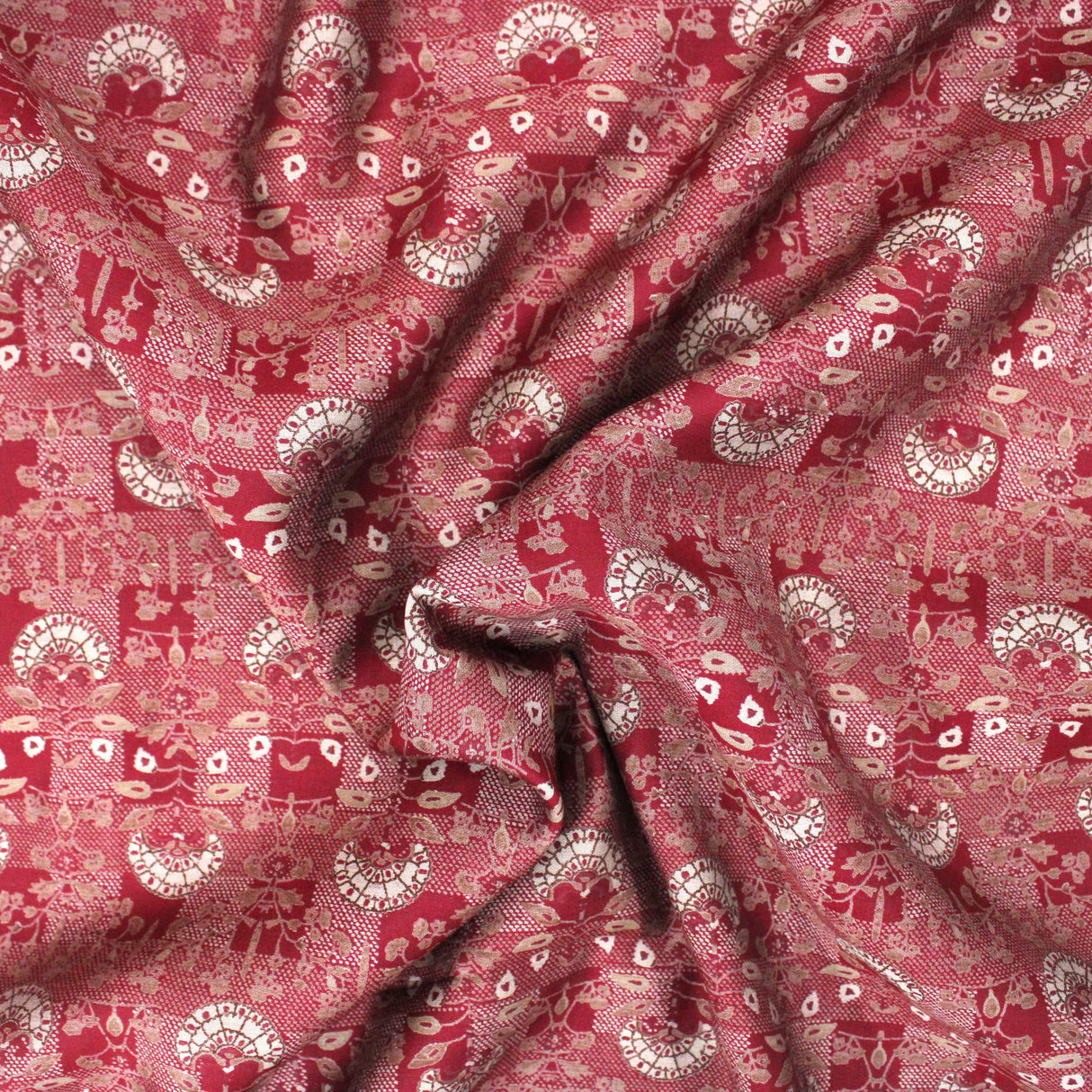 Pound A Metre 3 Metres Digital Print Roman Silk- 45" Wide (Red Baroque)