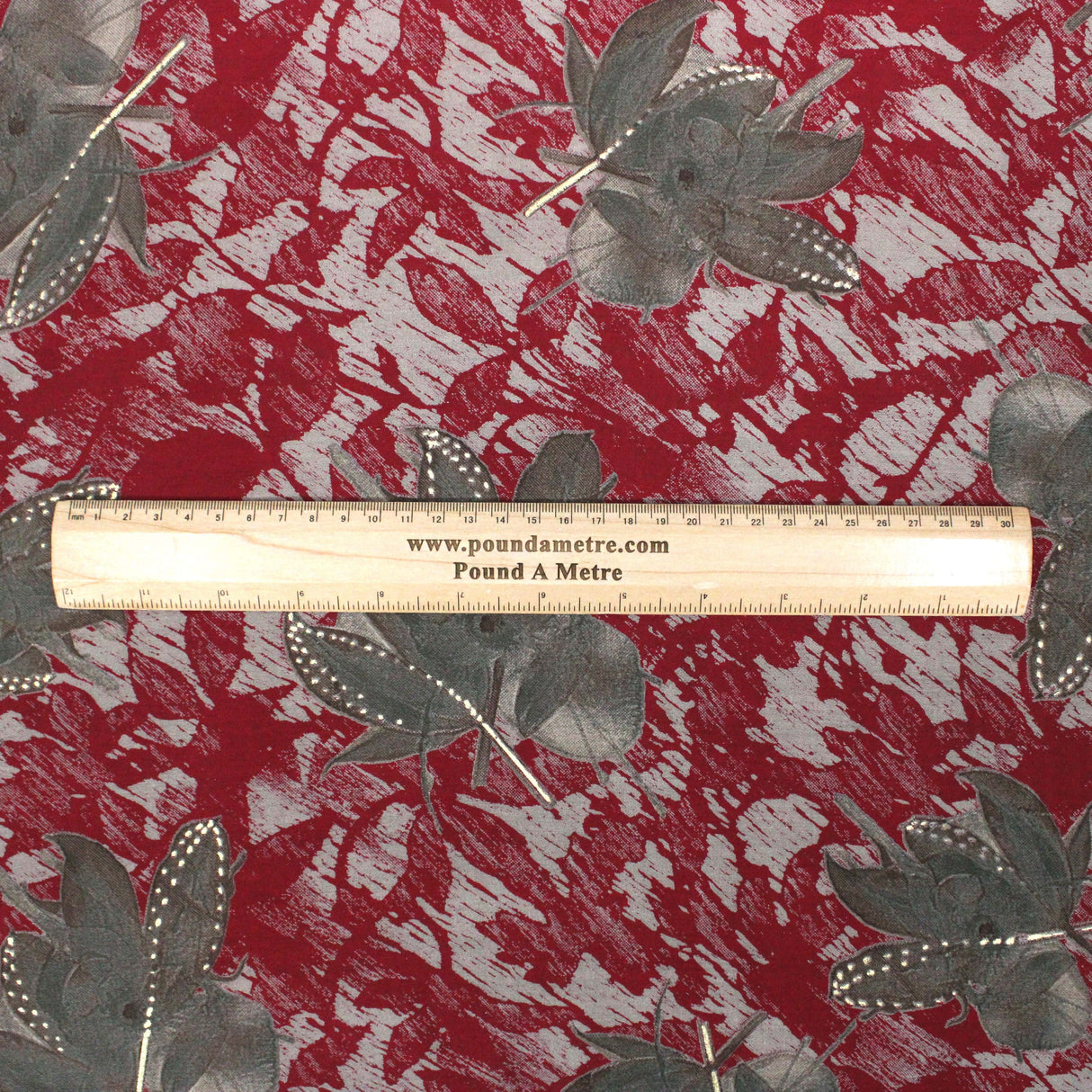 Pound A Metre 3 Metres Digital Print Roman Silk- 45" Wide (Red Leaf)