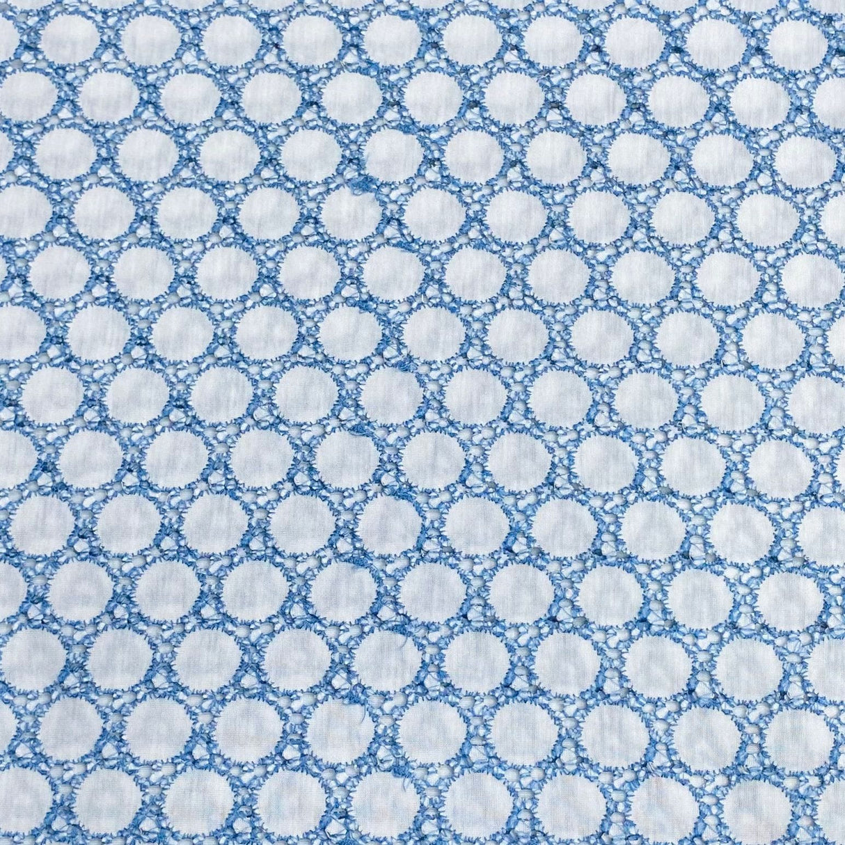 Pound A Metre Blue & White / 3 Metre 3 Metres Embroidery Anglaise Effect Jersey 55" Wide (Embroidery) (EOL)