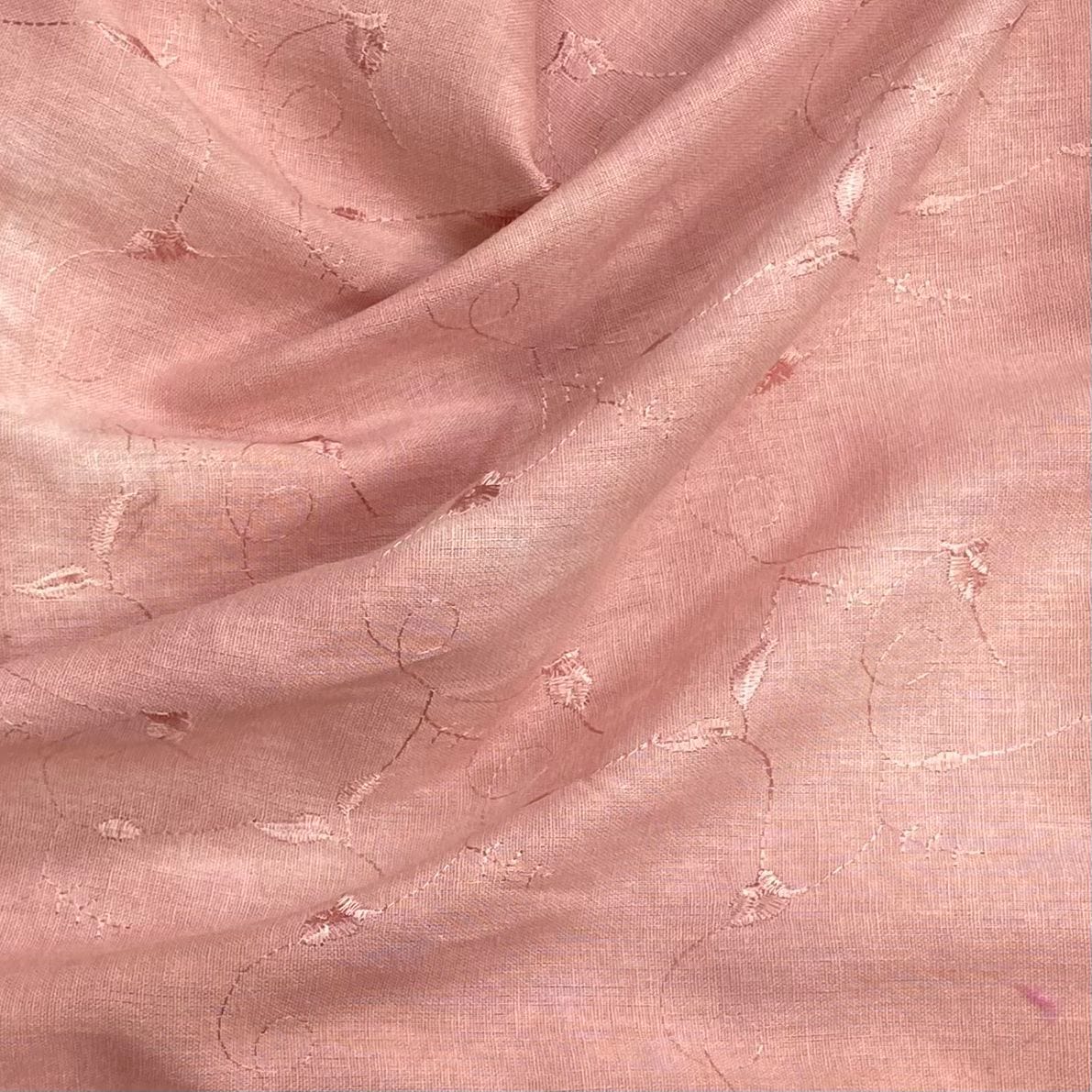 Pound A Metre 3 Metres Embroidery Linen Look Fabric - 55" Wide - (Peachy Pink)