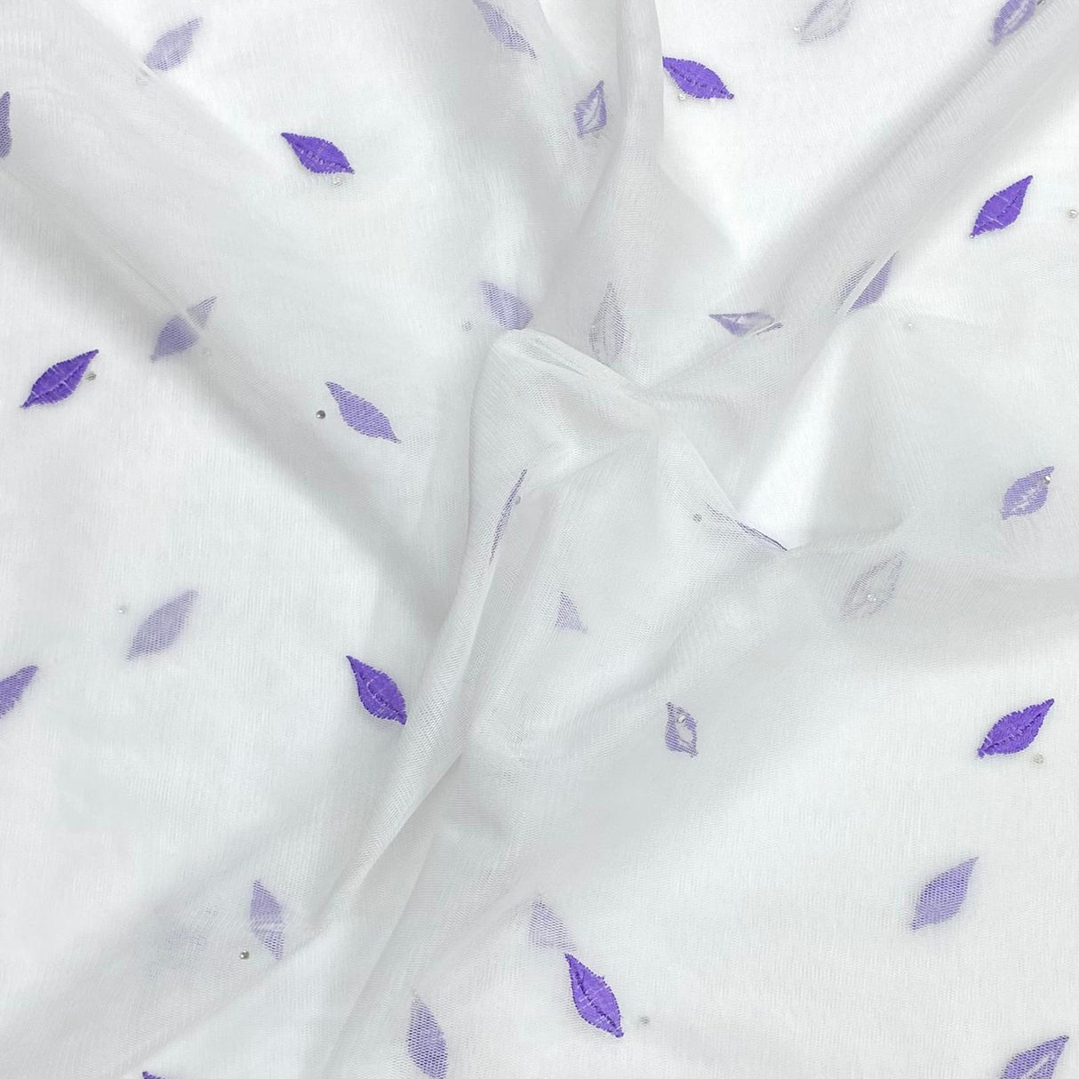 Pound A Metre 3 Metres Embroidery Stretch Mesh Fabric 45" Wide (Purple & White)