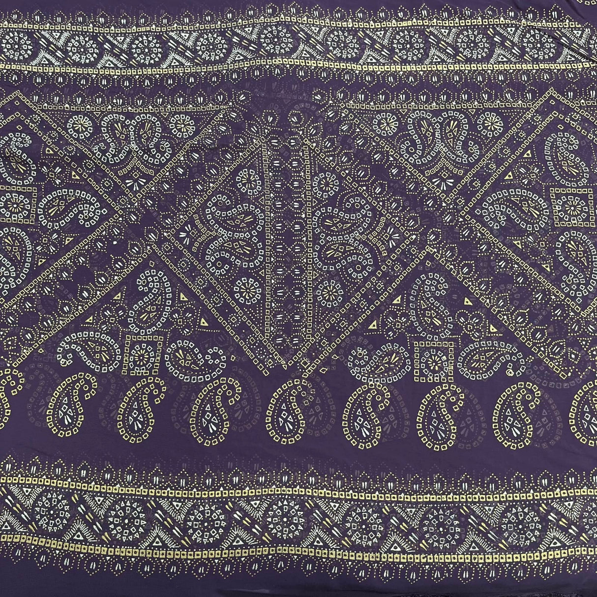 Pound A Metre 3 Metres Foil Design Chiffon Fabric – 45" Wide (Purple)