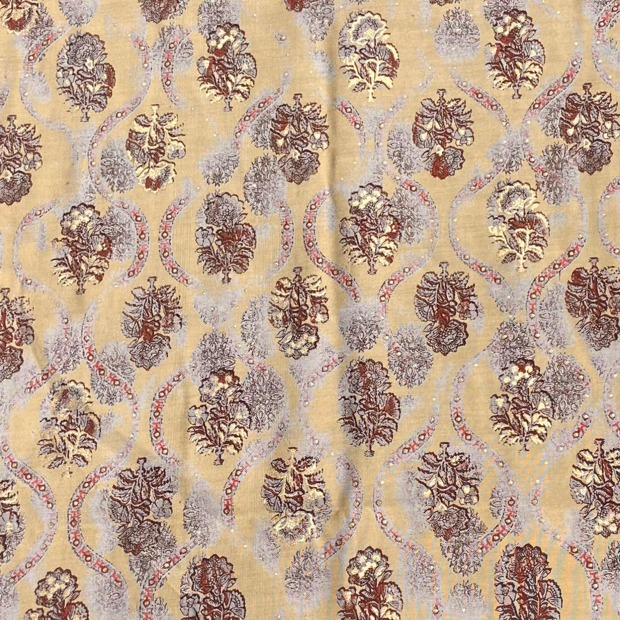 Pound A Metre 3 Metres Gold Foil Polyester Silk Fabric- 45" Wide (Gold)