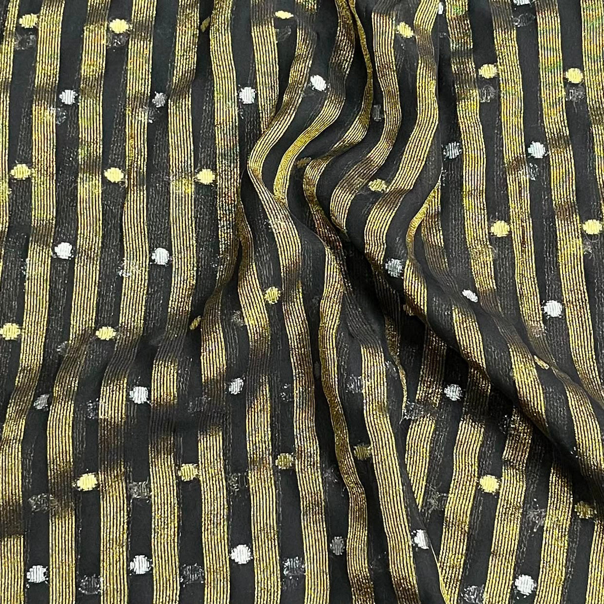 Pound A Metre 3 Metres Gold Foil Tissue Fabric – 45" Wide (Black & Gold)