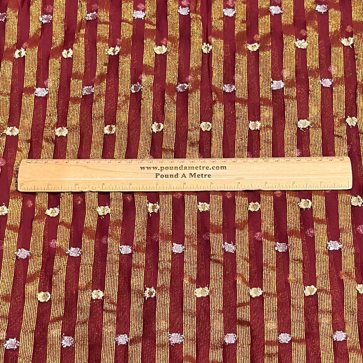 Pound A Metre 3 Metres Gold Foil Tissue Fabric – 45" Wide (Maroon & Gold)