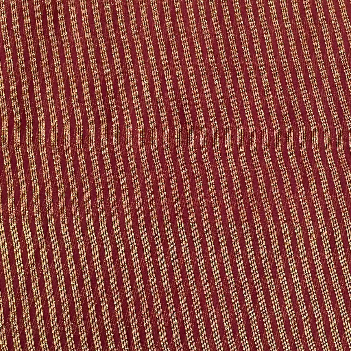 Pound A Metre 3 Metres Gold Foil Tissue Fabric – 45" Wide (Maroon Stripes)