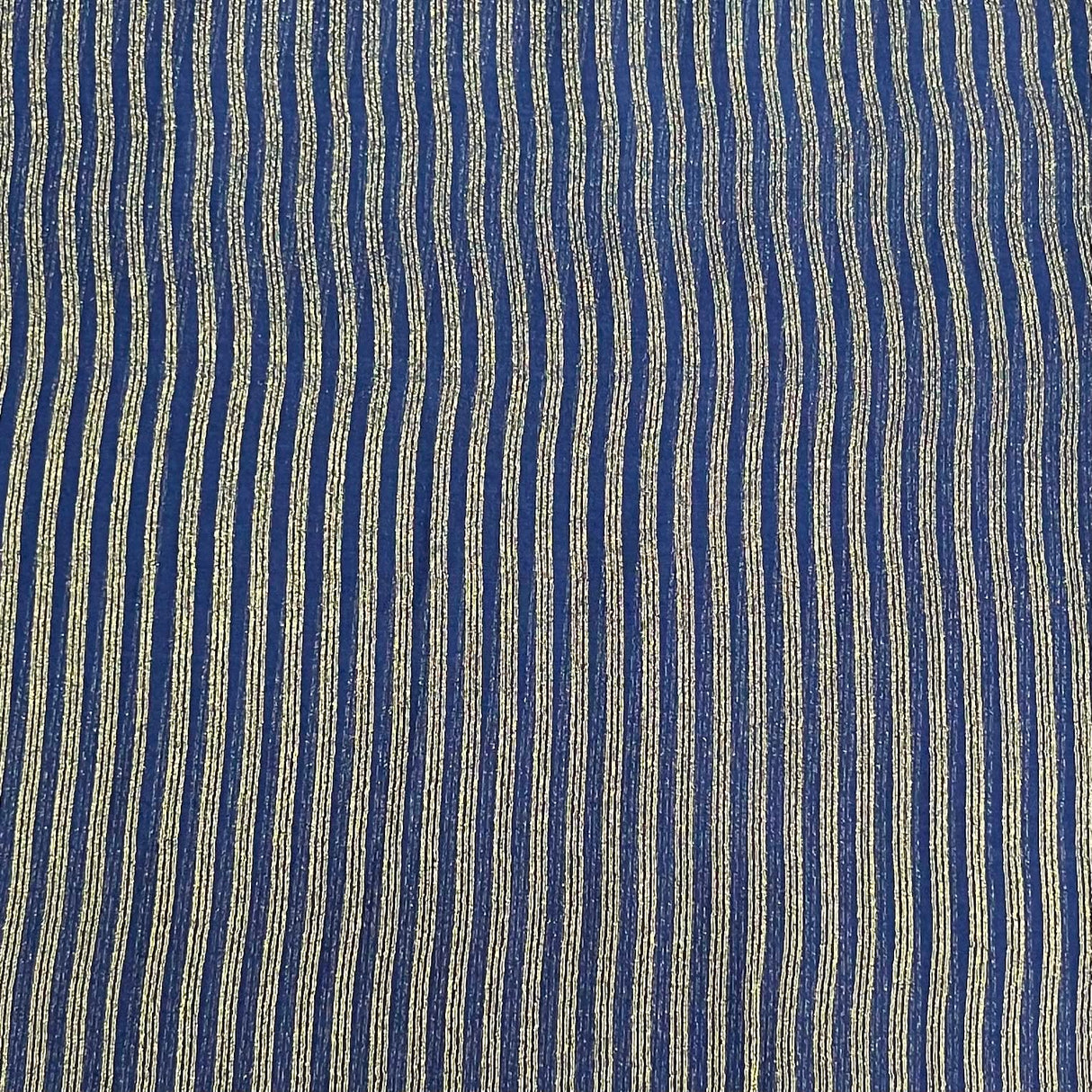 Pound A Metre 3 Metres Gold Foil Tissue Fabric – 45" Wide (Navy Stripes)
