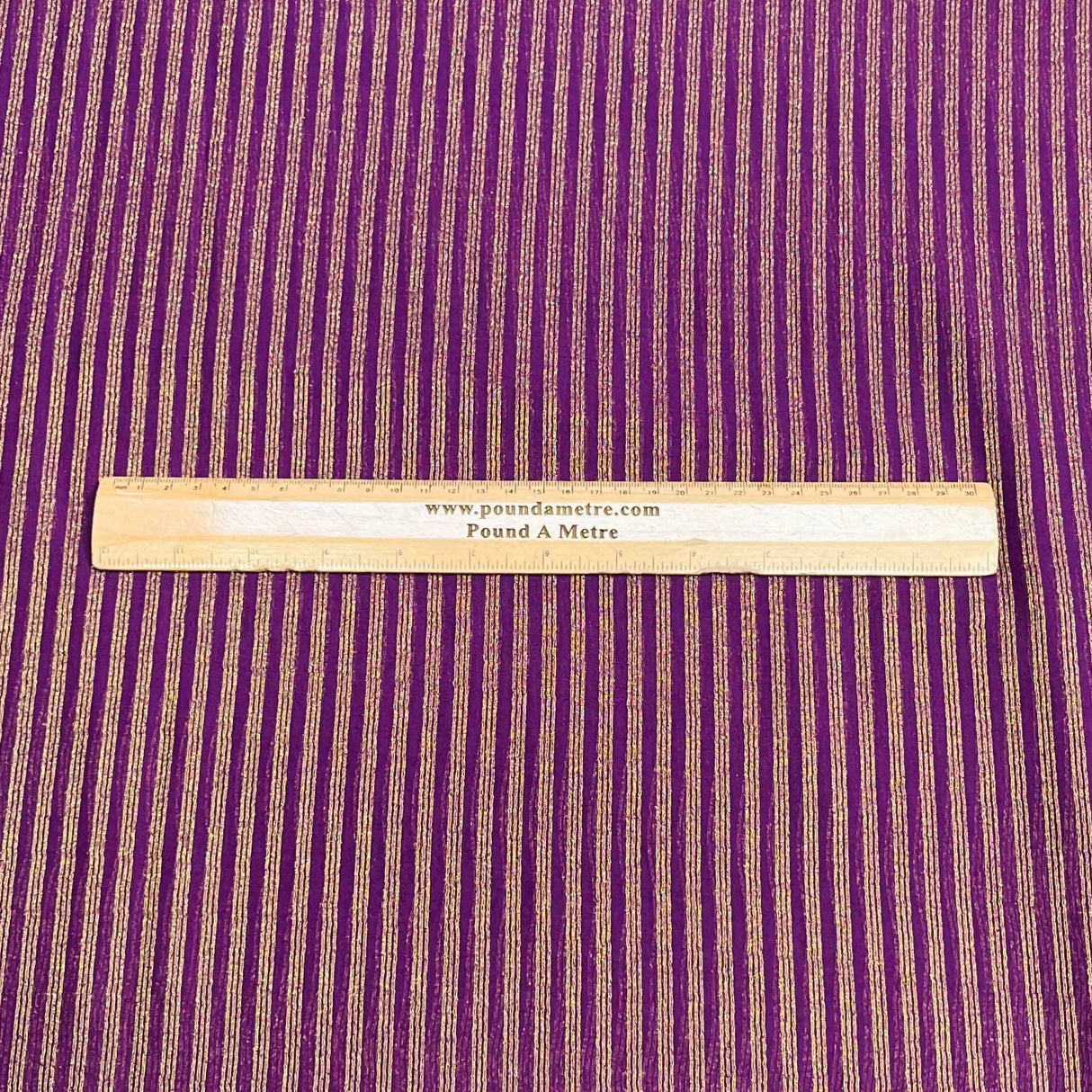 Pound A Metre 3 Metres Gold Foil Tissue Fabric – 45" Wide (Purple Stripes)