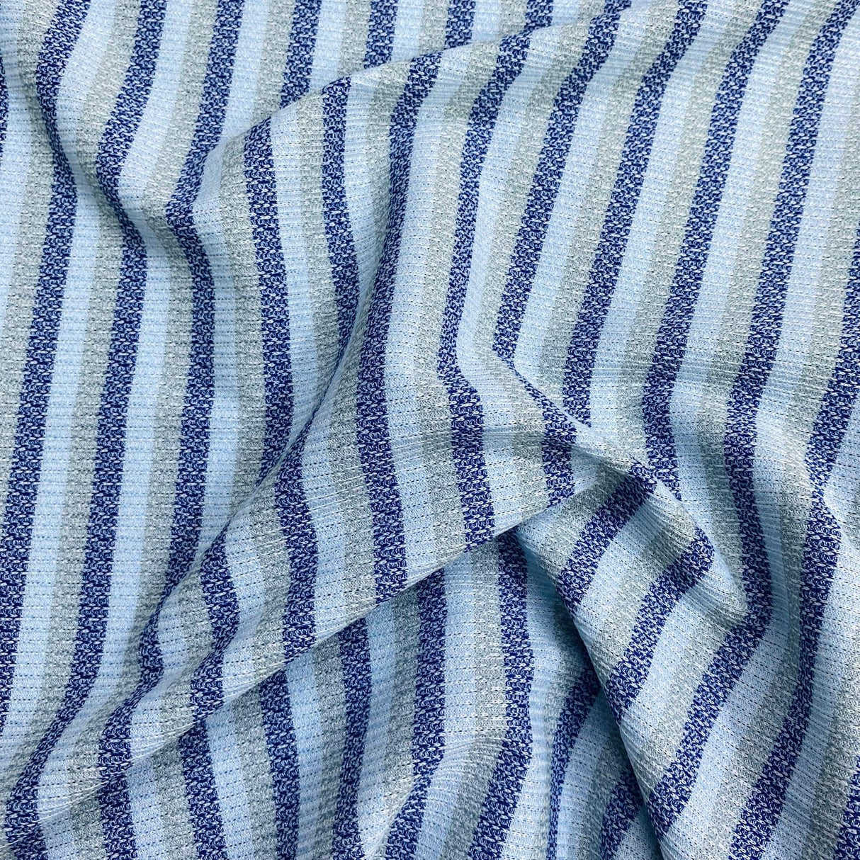 Pound A Metre 3 Metres Heavyweight Ribbed Jersey- 55" Wide (Blue & Grey) (EOL)