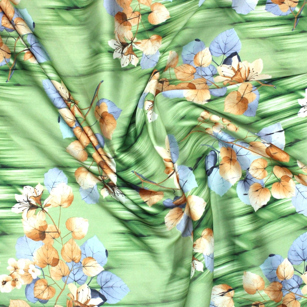 3 Metres Japanese Kimono Satin- 55" Wide (Green Stream) - Pound A Metre