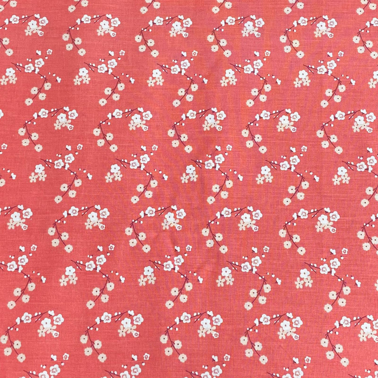 Pound A Metre 3 Metres – Luxurious Cotton Poplin – 63” Wide Fabric (Coral Floral)