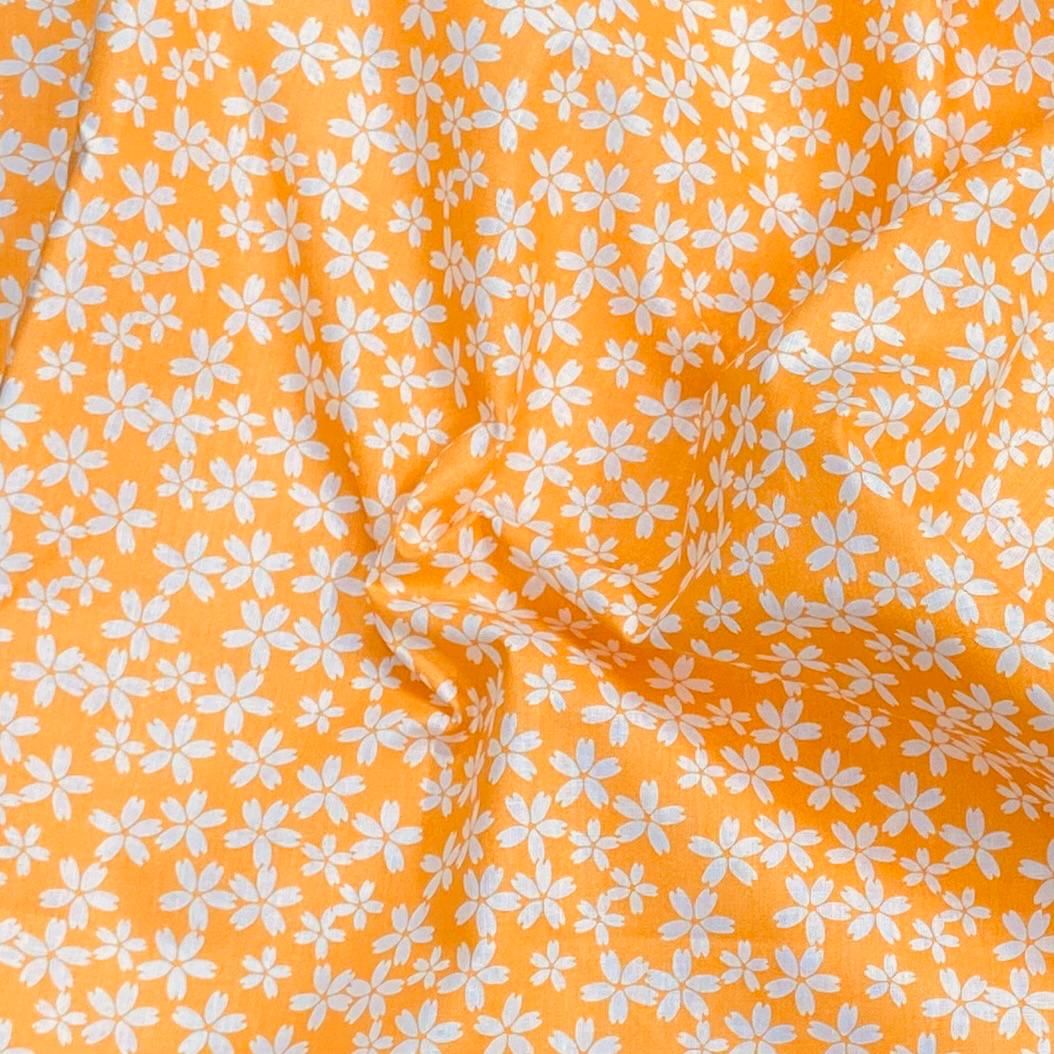 Pound A Metre 3 Metres – Luxurious Cotton Poplin – 63” Wide Fabric (Orange Floral)