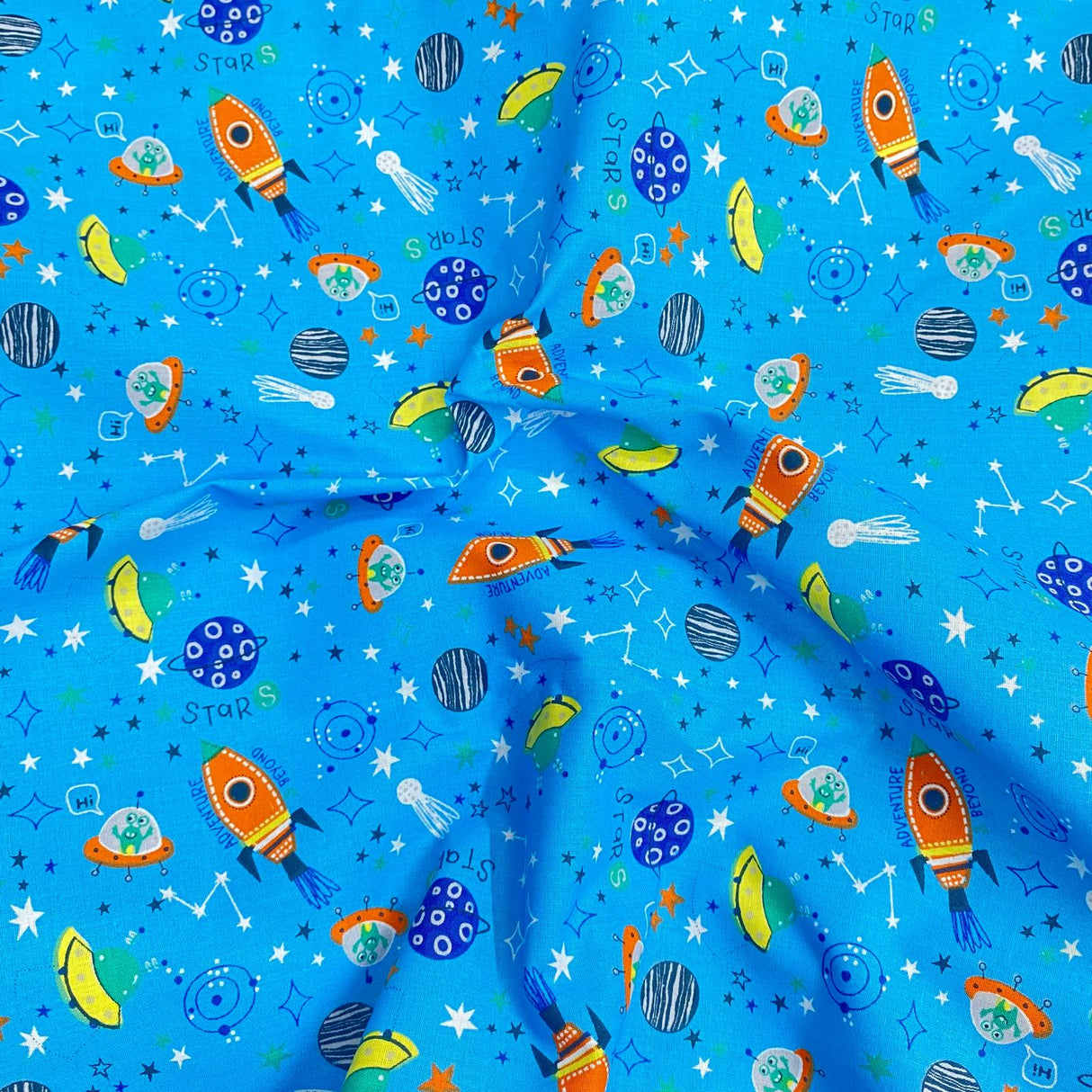 Pound A Metre 3 Metres – Luxurious Cotton Poplin – 63” Wide Fabric (Space)