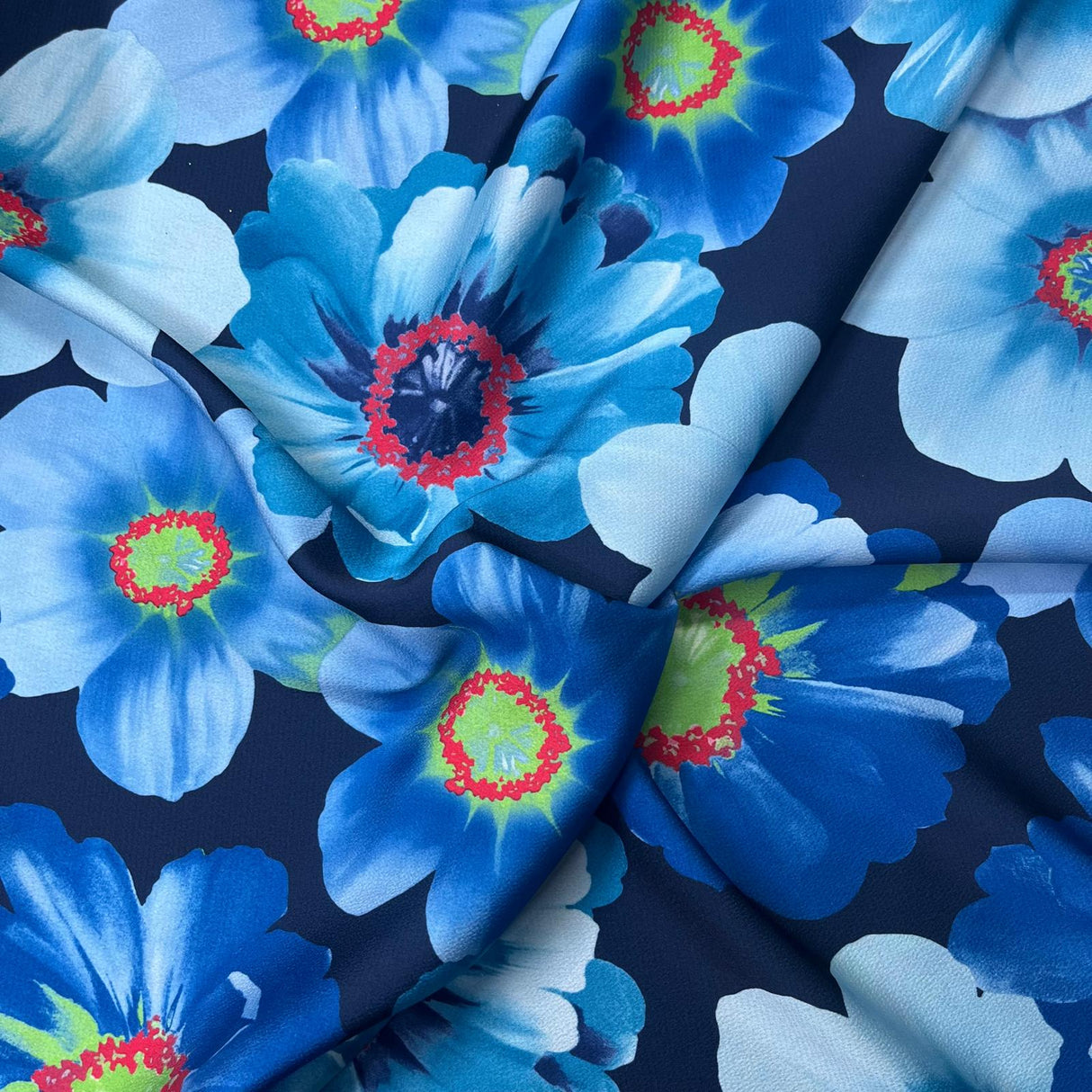 Pound A Metre 3 Metres Luxurious Printed Crepe - 55" Wide (Ocean Breeze)