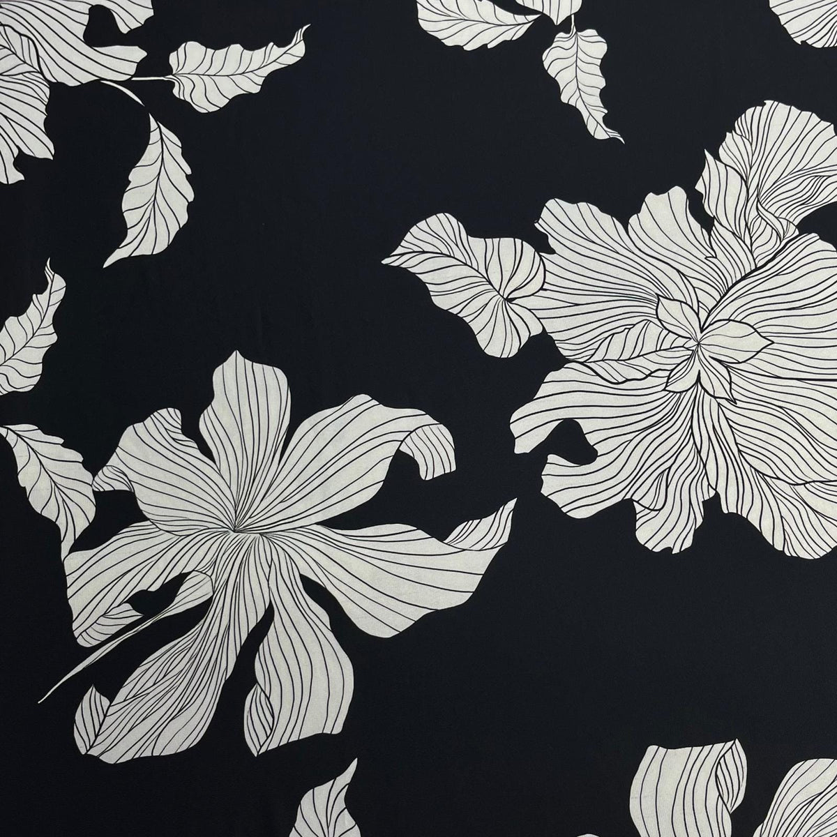 Pound A Metre 3 Metres Luxurious Printed Lycra Jersey 55" Wide (Black Flower)