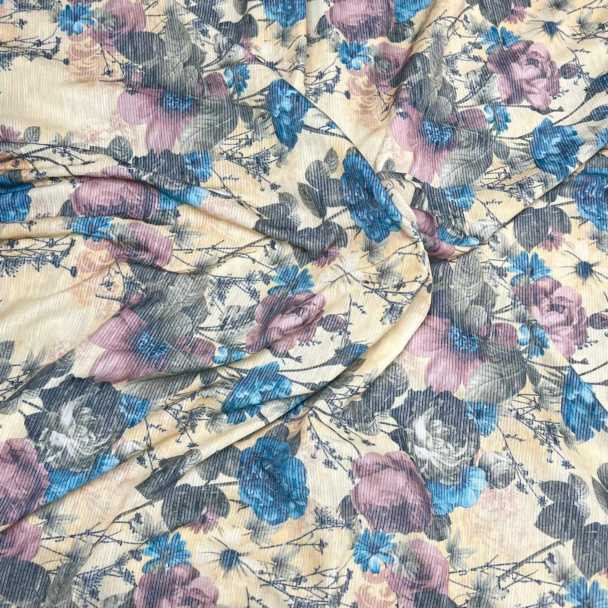 Pound A Metre 3 Metres Luxurious Printed Ribbed Jersey 55” Wide - (Lemon) ((S1J))