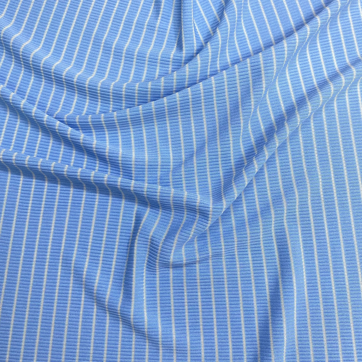Pound A Metre 3 Metres Luxurious Printed Ribbed Jersey 55” Wide - (Sky Stripes) (EOL)