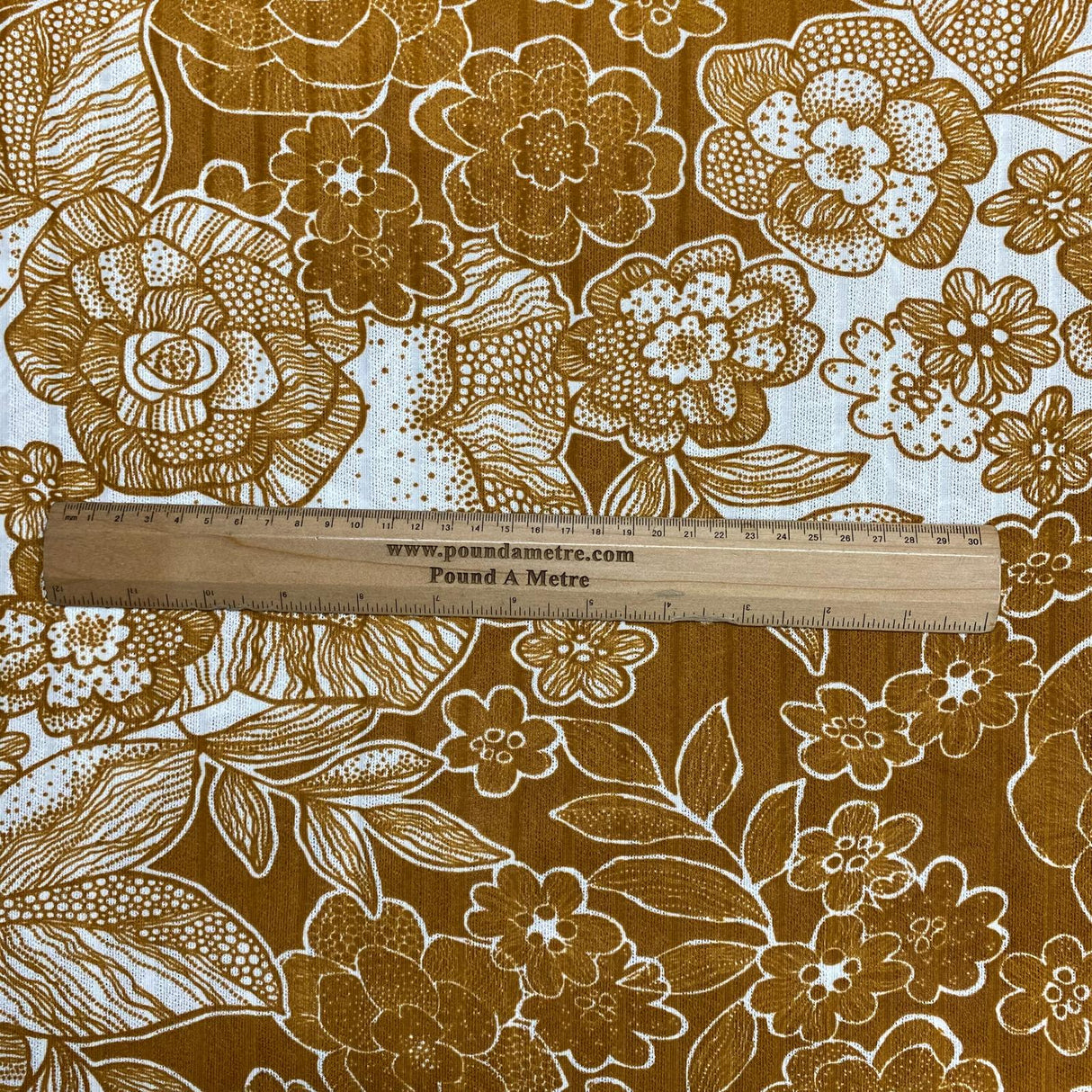 Pound A Metre 3 Metres Luxurious Ribbed Jersey 55” Wide - (Golden Garden)