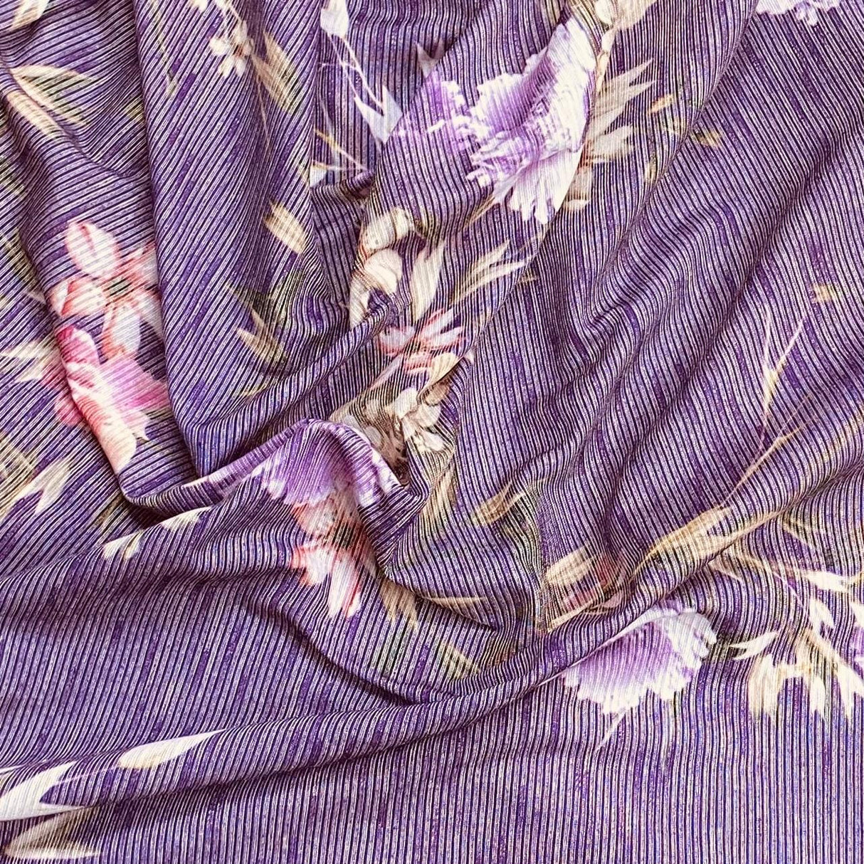 Pound A Metre 3 Metres Luxurious Ribbed Jersey 55” Wide - (Grape Tree)