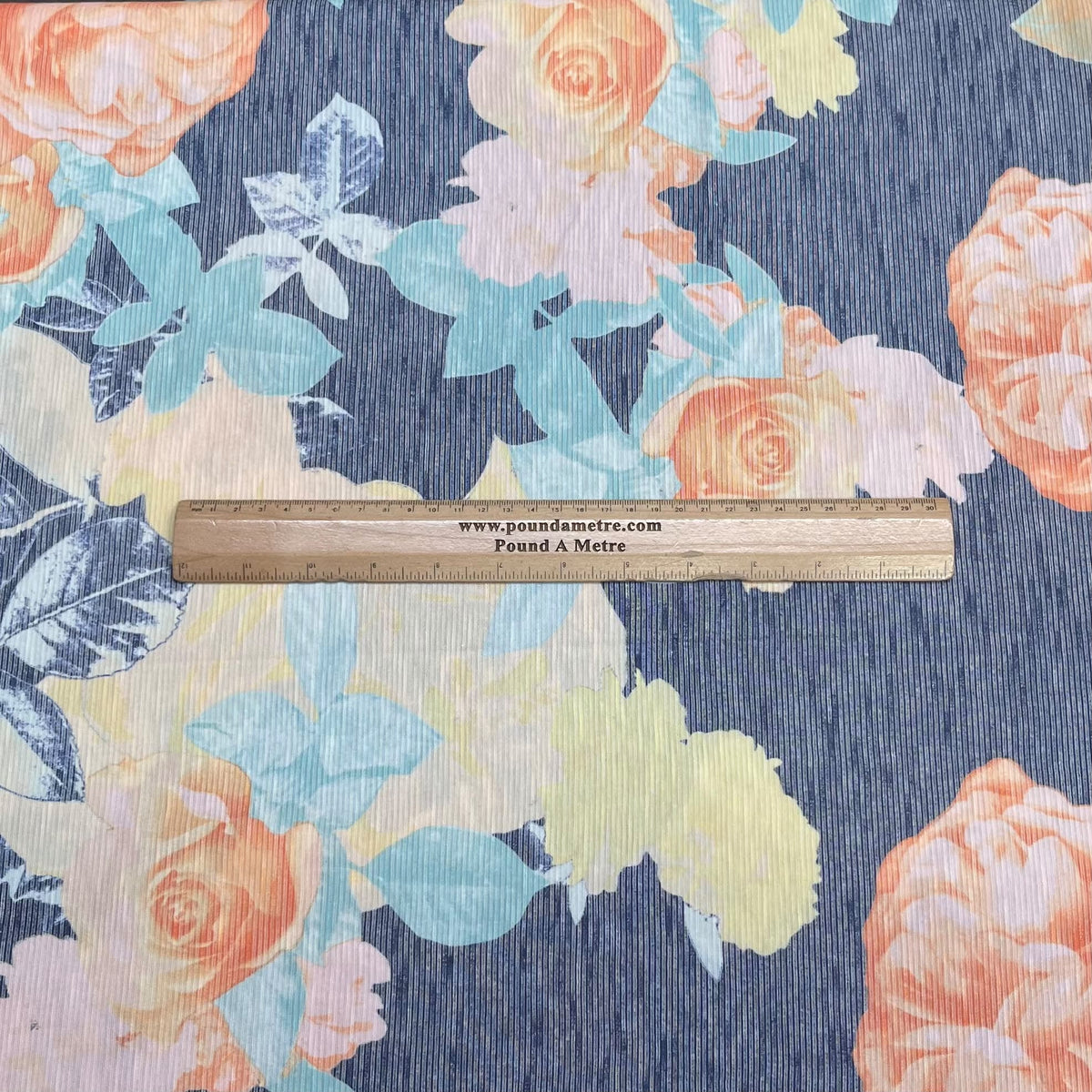 Pound A Metre 3 Metres Luxurious Ribbed Jersey 55” Wide - (Night Garden)