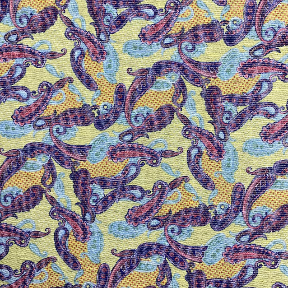 Pound A Metre 3 Metres Luxurious Ribbed Jersey 55” Wide - (Yellow Paisley)