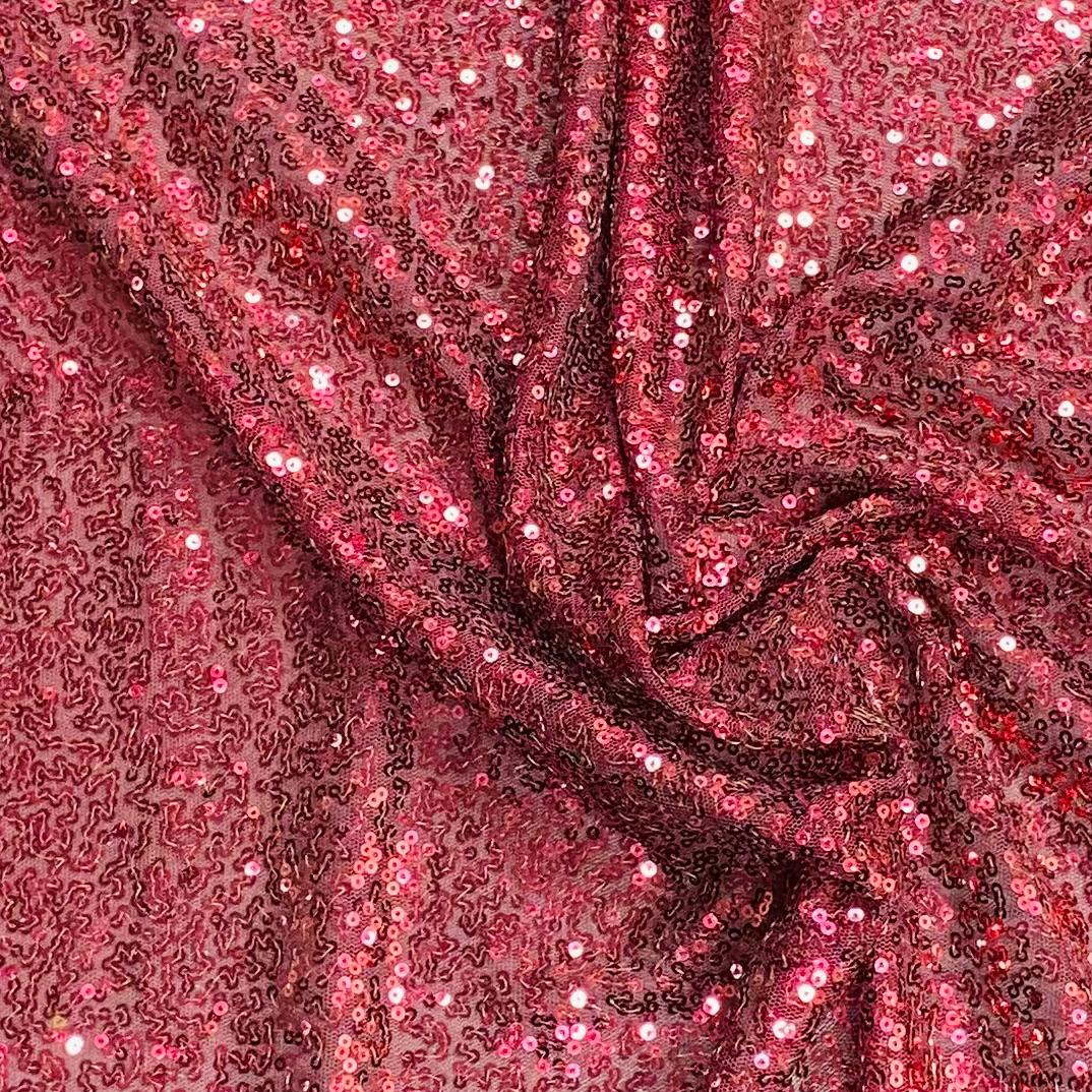 Pound A Metre 3 Metres 3 Metres - Luxurious Sequins On Net - 55" Wide - (Maroon)