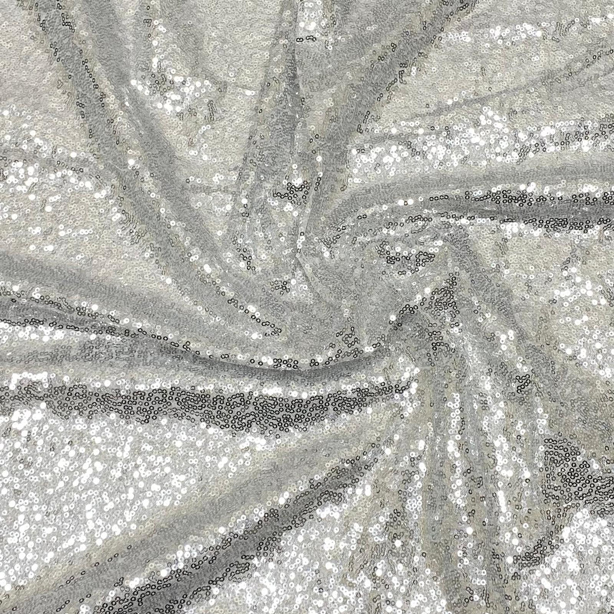 Pound A Metre 3 Metres 3 Metres - Luxurious Sequins On Net - 55" Wide - Silver