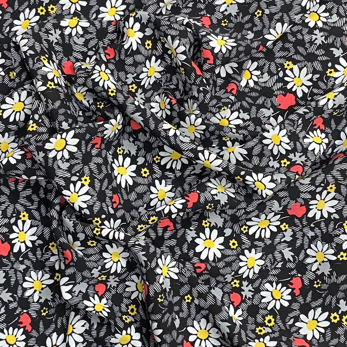 Pound A Metre 3 Metre 3 Metres Luxurious Solara Crepe 55" Wide (Black Floral)