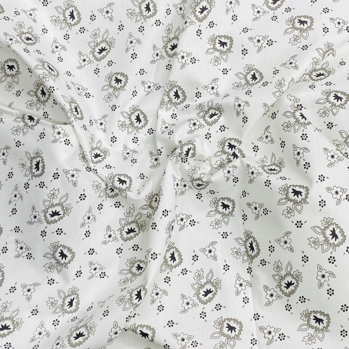 Pound A Metre 3 Metres 3 Metres Luxury 100% Cotton - 36" Wide - (Black & Grey Floral)