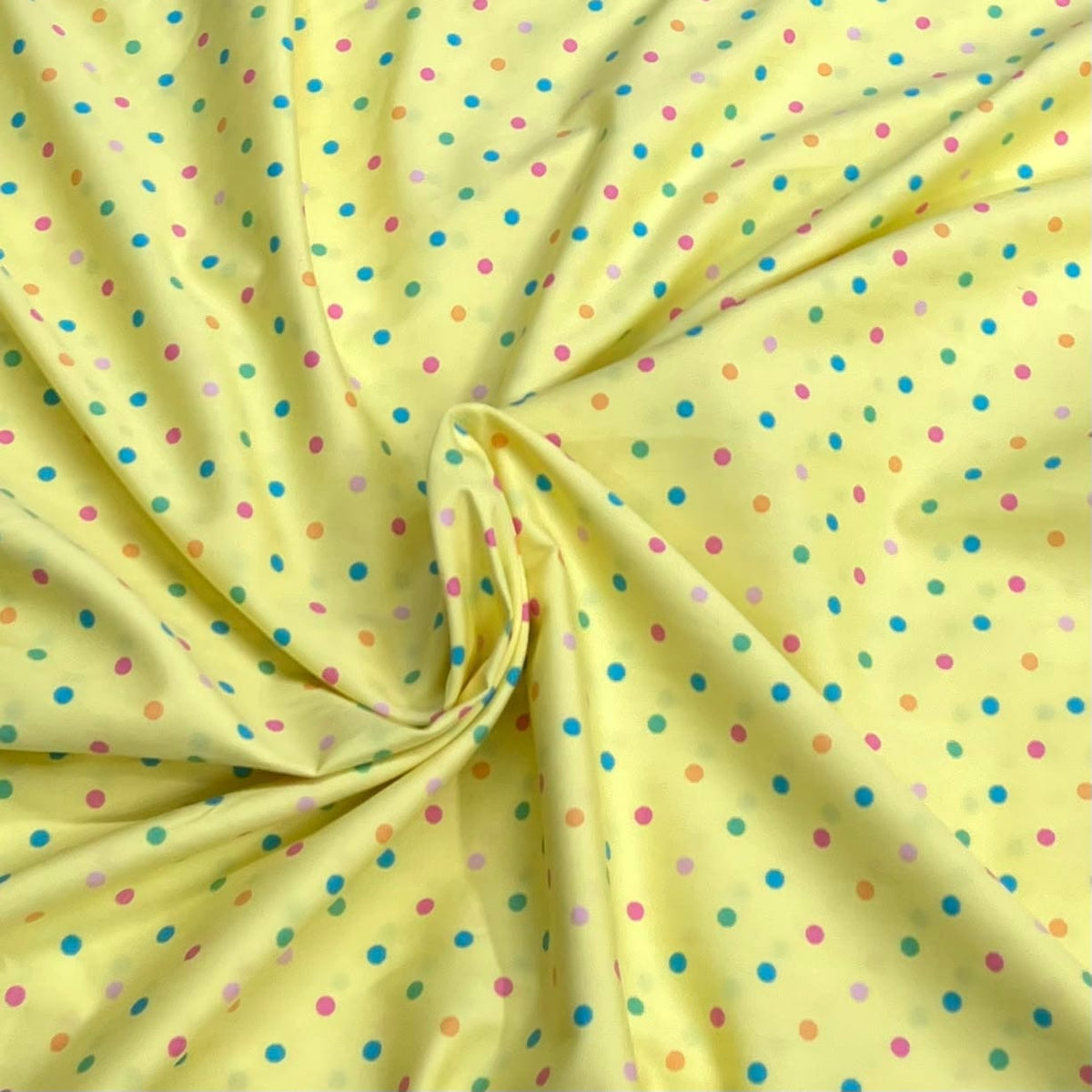 Pound A Metre 3 Metres Luxury Cotton Poplin Fabric – 45'' Wide (Yellow Polka)