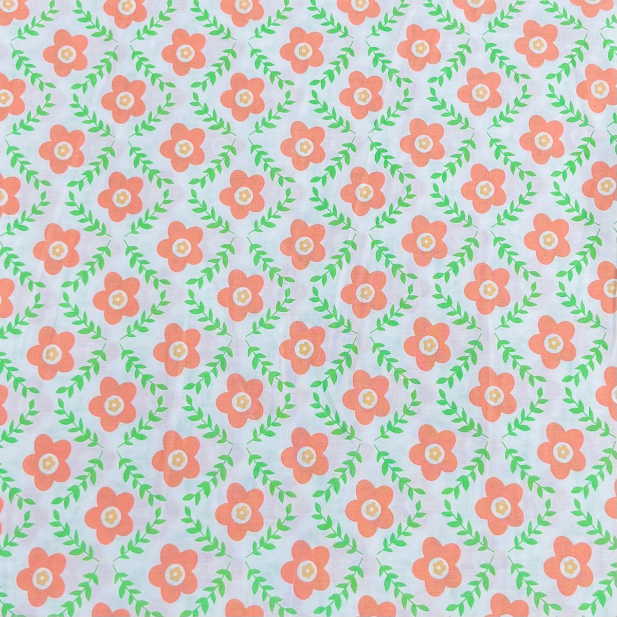 Pound A Metre 3 Metres Luxury Cotton Poplin Fabric – 60'' Wide (Orange Flower)