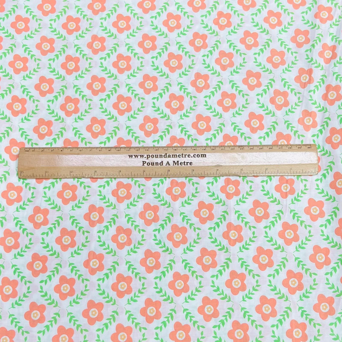 Pound A Metre 3 Metres Luxury Cotton Poplin Fabric – 60'' Wide (Orange Flower)