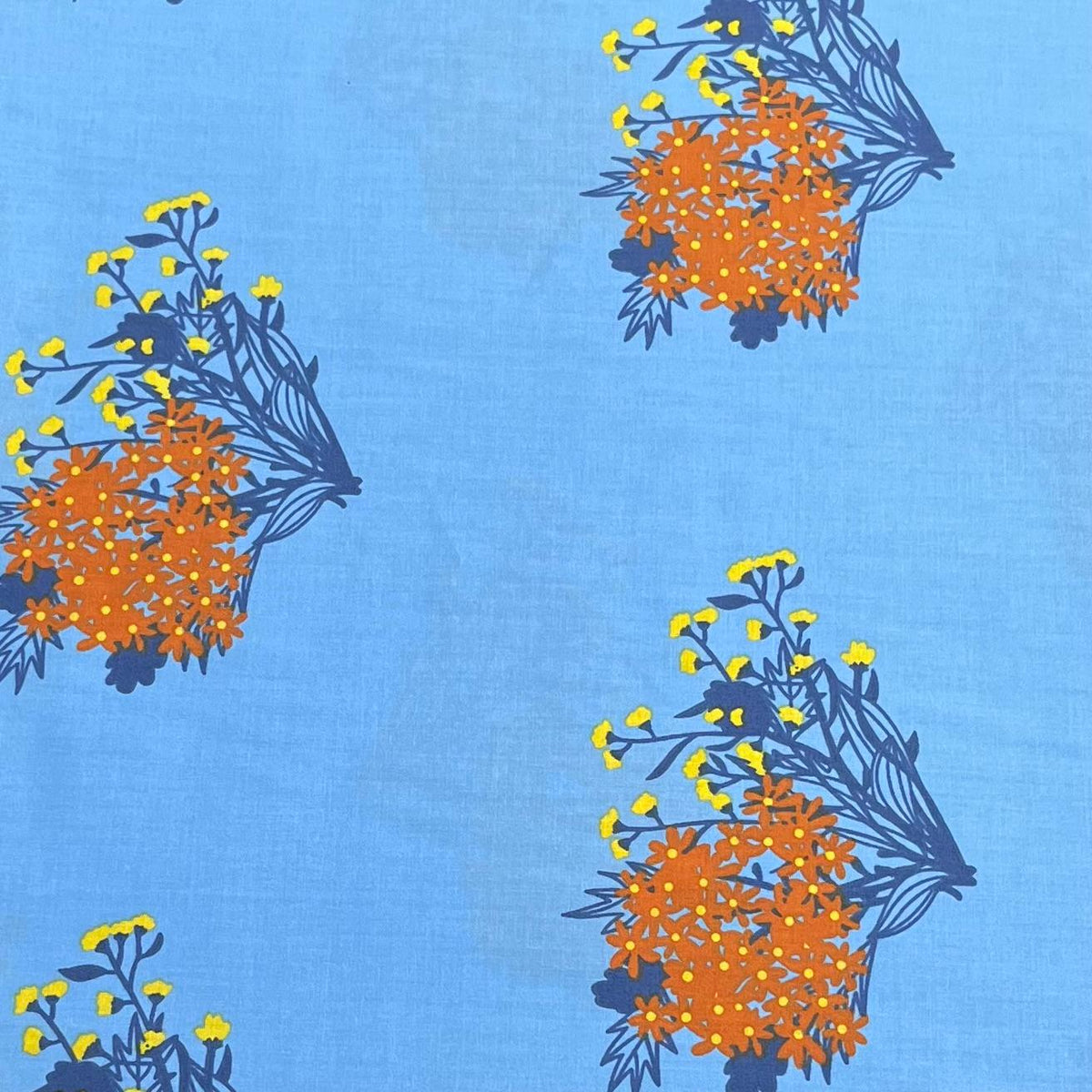 Pound A Metre 3 Metres Luxury Cotton Poplin Fabric – 60'' Wide (Sky Bouquet)