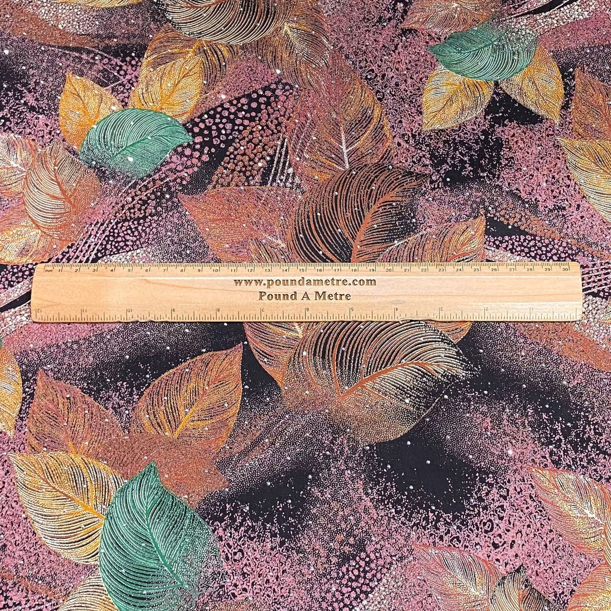 Pound A Metre 3 Metres Luxury Diamante Printed Winter Viscose- 55'' - (Amber Fall)