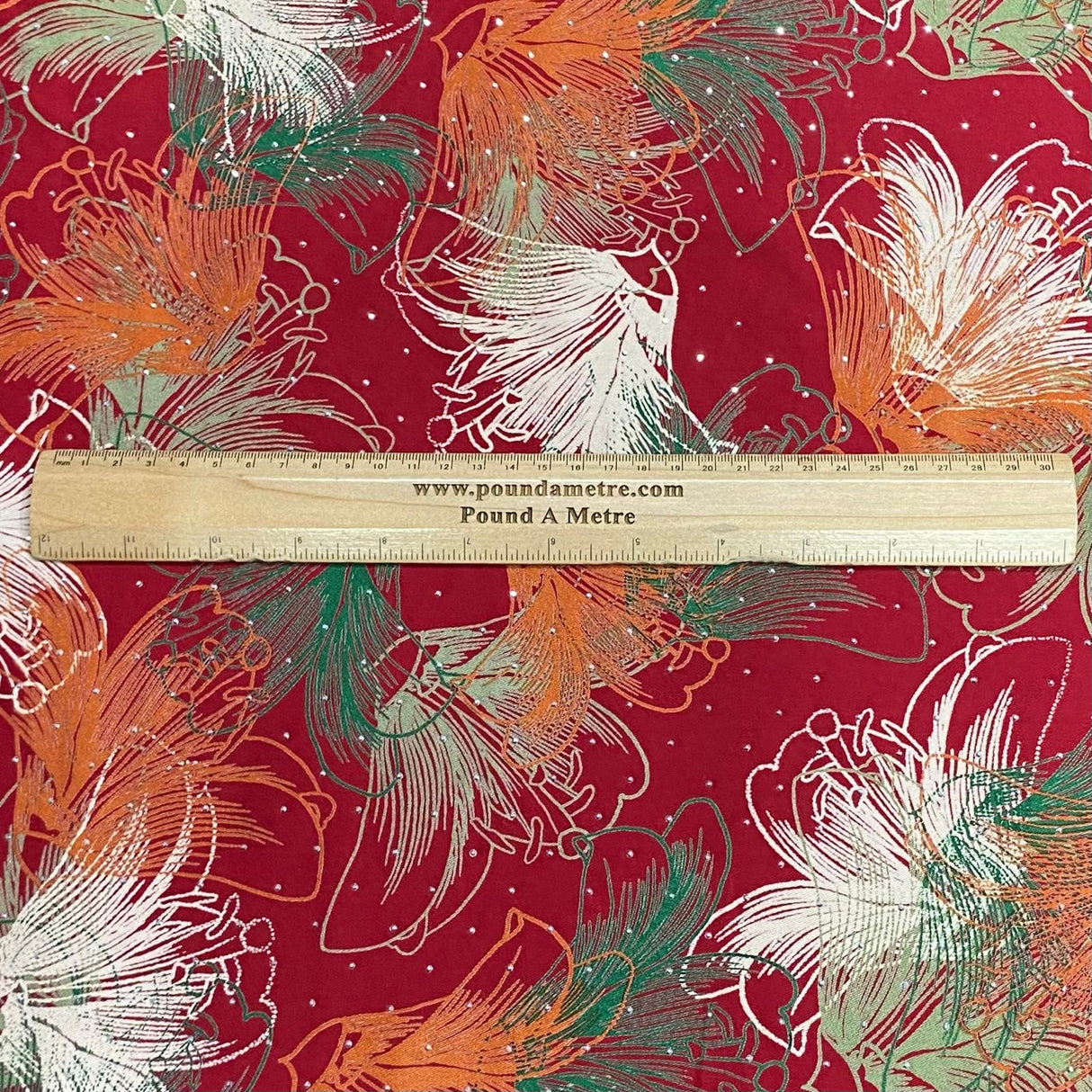 Pound A Metre 3 Metres Luxury Diamante Printed Winter Viscose- 55'' - (Apple)