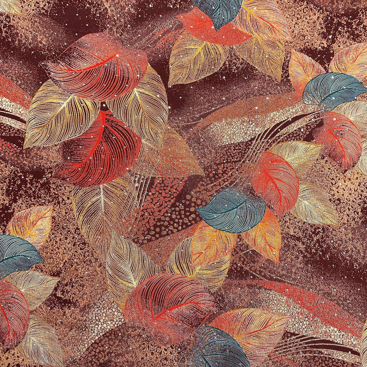 Pound A Metre 3 Metres Luxury Diamante Printed Winter Viscose- 55'' - (Crimson)