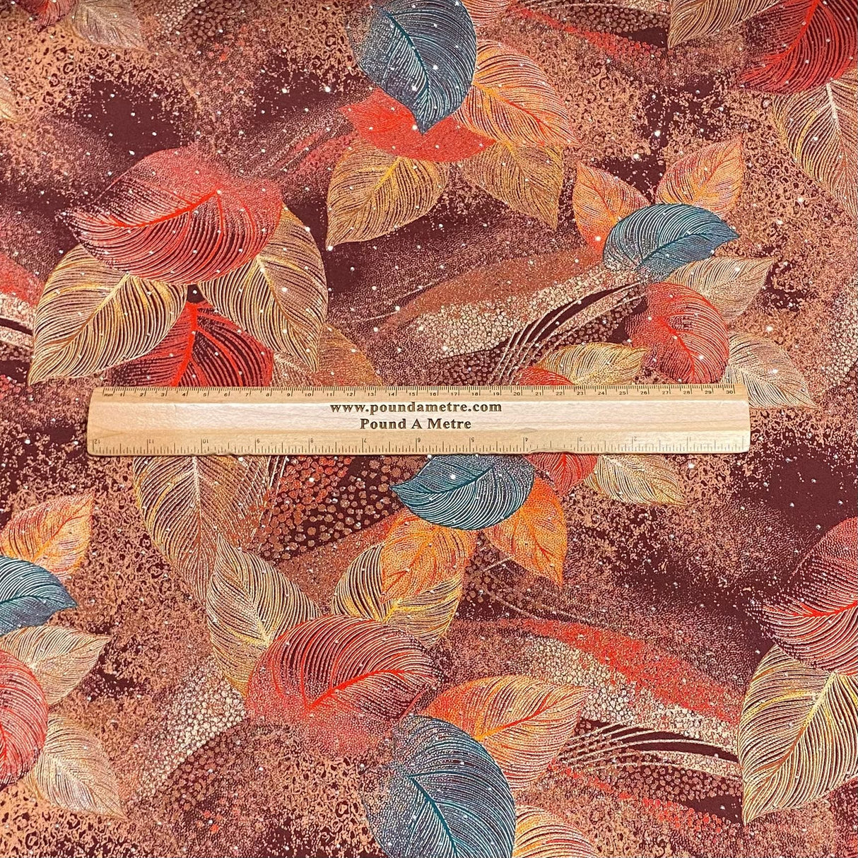 Pound A Metre 3 Metres Luxury Diamante Printed Winter Viscose- 55'' - (Crimson)