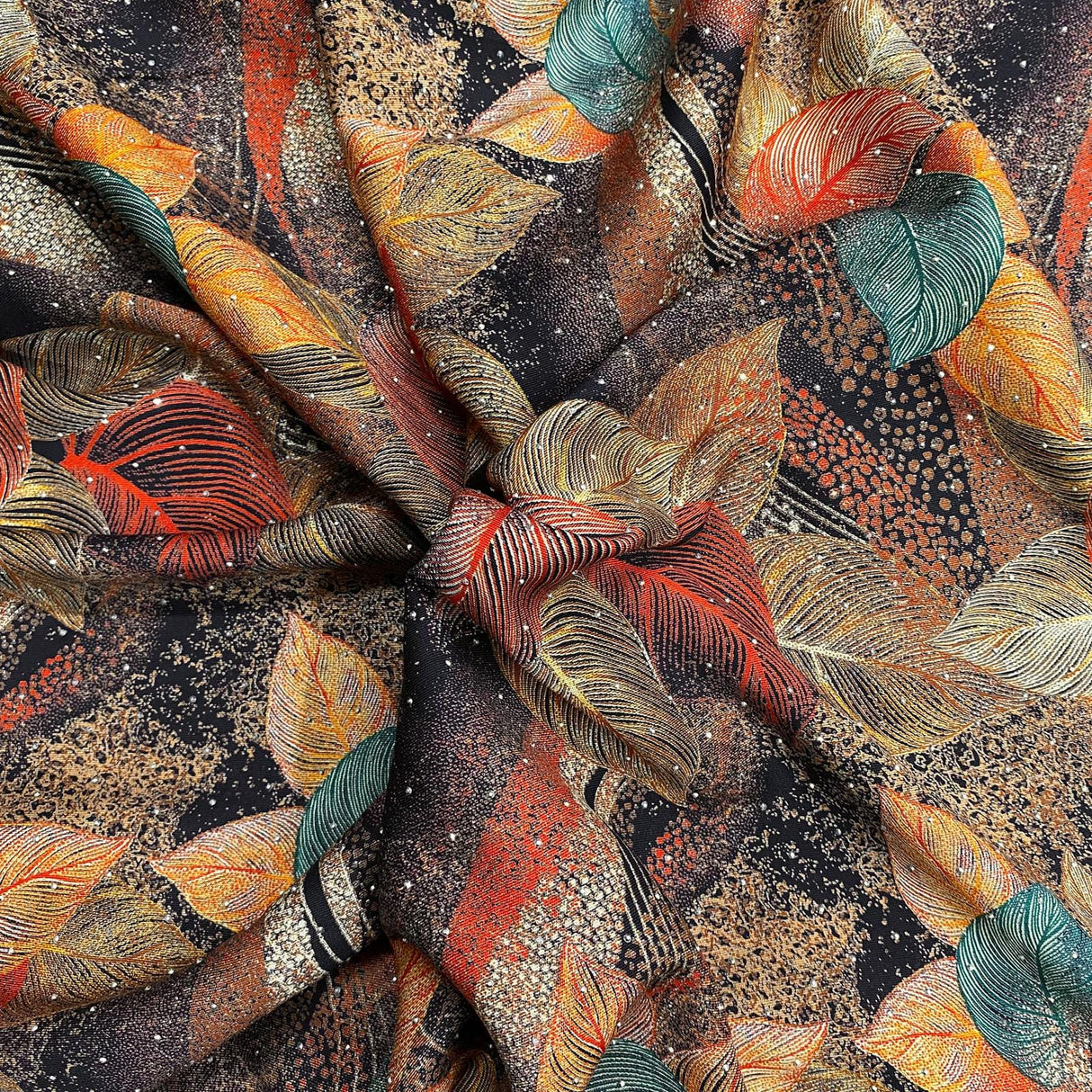 Pound A Metre 3 Metres Luxury Diamante Printed Winter Viscose- 55'' - (Evergreen)