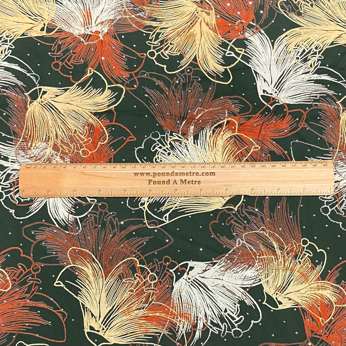 Pound A Metre 3 Metres Luxury Diamante Printed Winter Viscose- 55'' - (Grass)