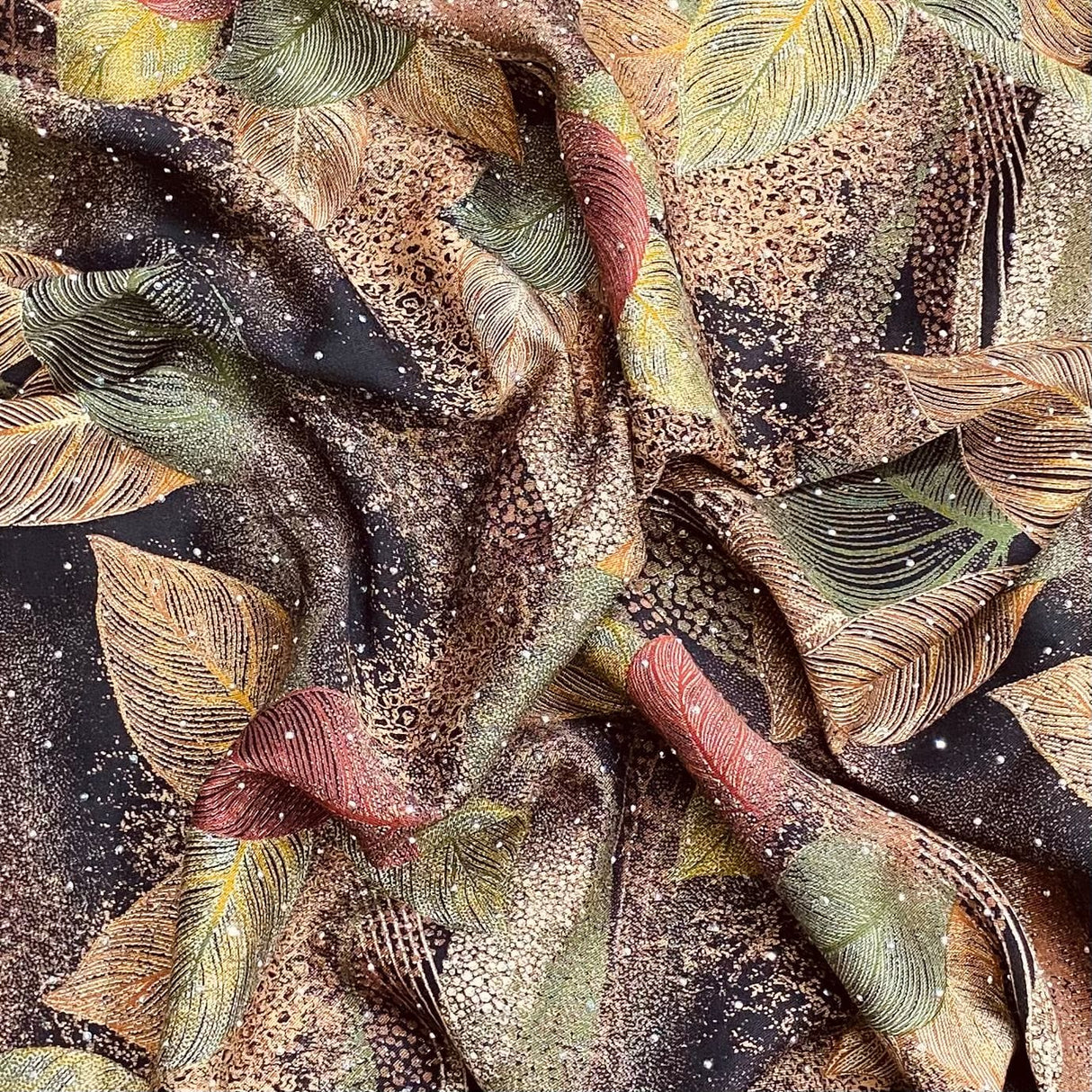 Pound A Metre 3 Metres Luxury Diamante Printed Winter Viscose- 55'' - (Ivory)