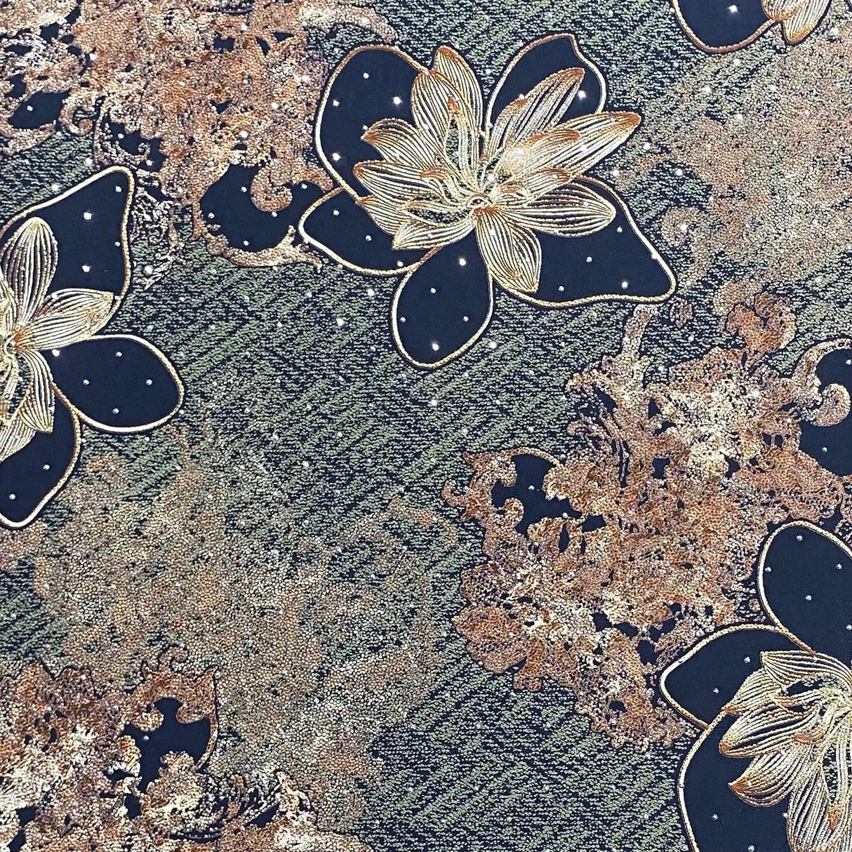 Pound A Metre 3 Metres Luxury Diamante Printed Winter Viscose- 55'' - (Night)