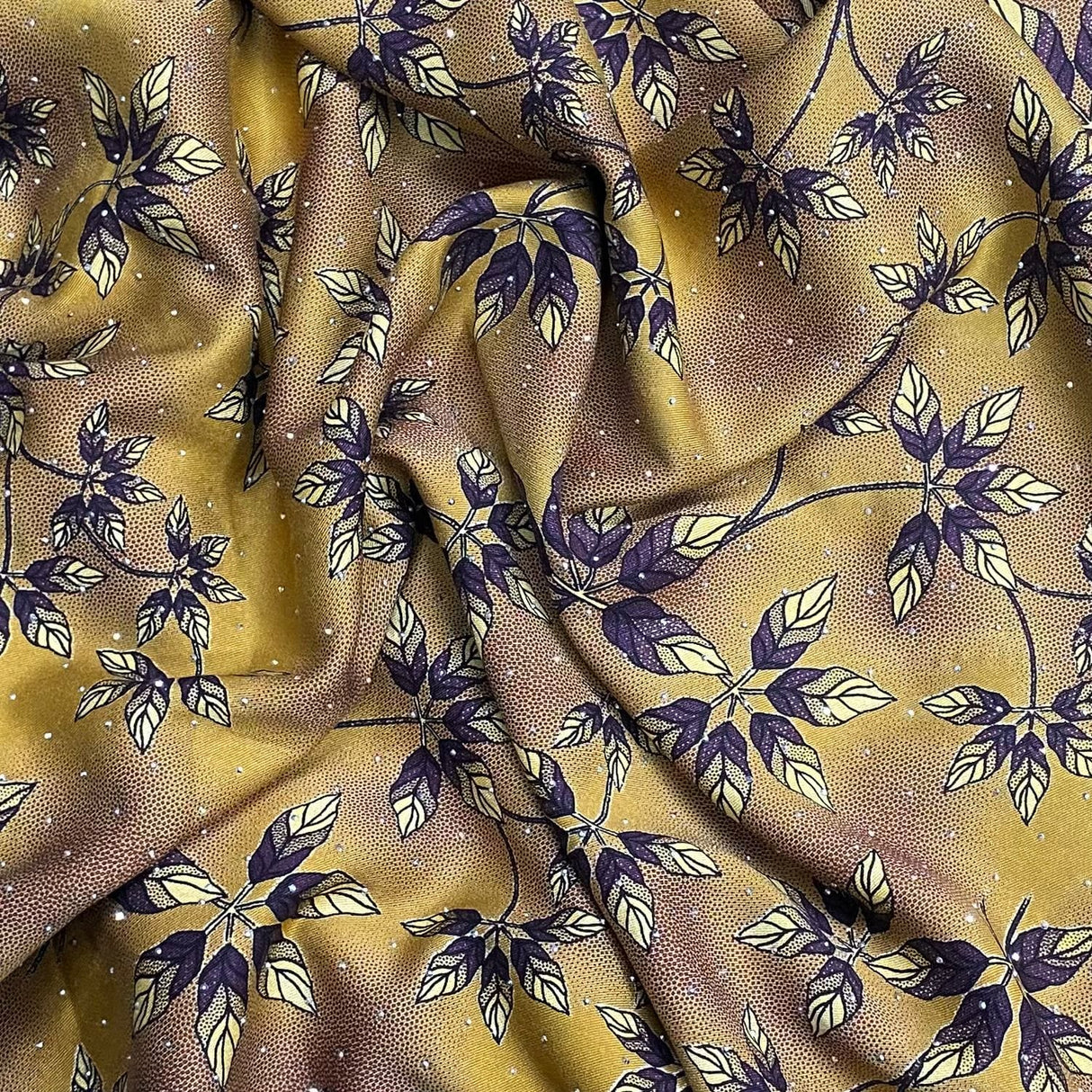 Pound A Metre 3 Metres Luxury Diamante Printed Winter Viscose- 55'' - (Plum)