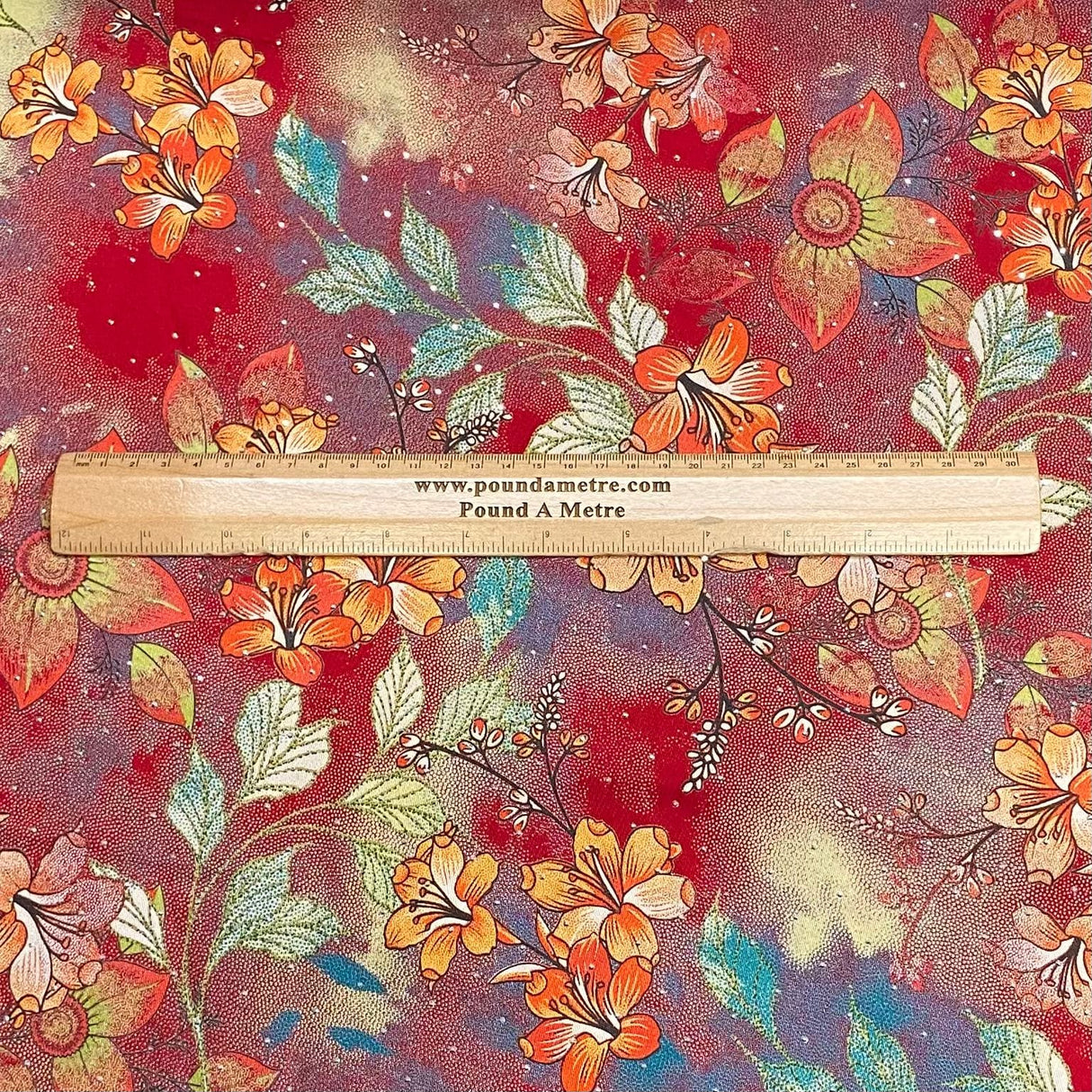 Pound A Metre 3 Metres Luxury Diamante Printed Winter Viscose- 55'' - (Scarlet Garden)