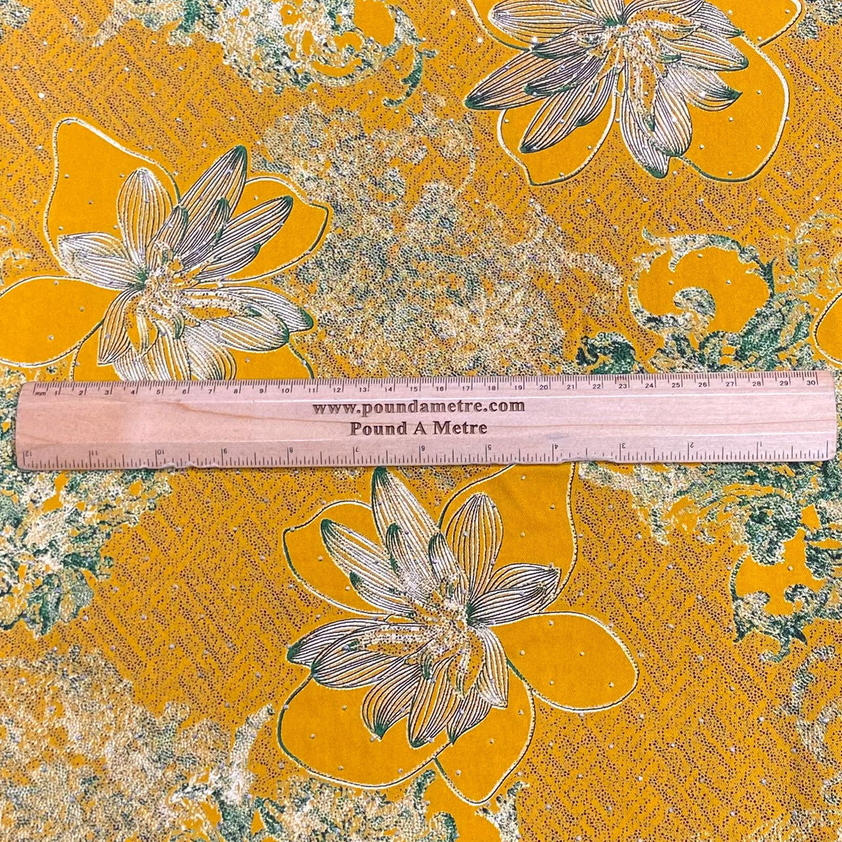 Pound A Metre 3 Metres Luxury Diamante Printed Winter Viscose- 55'' - (Sunny)